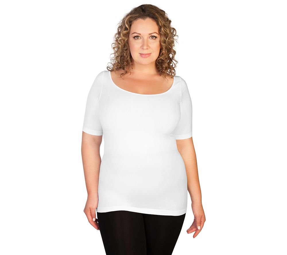 Skinnytees Plus Reversible 1/2 Sleeve Scoop Neck
