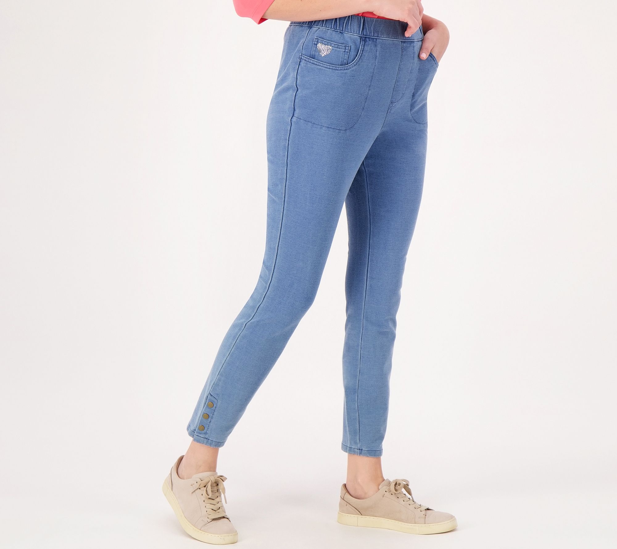 Quacker Factory Short DreamJeannes Pull-On Snap Bottom Leggings