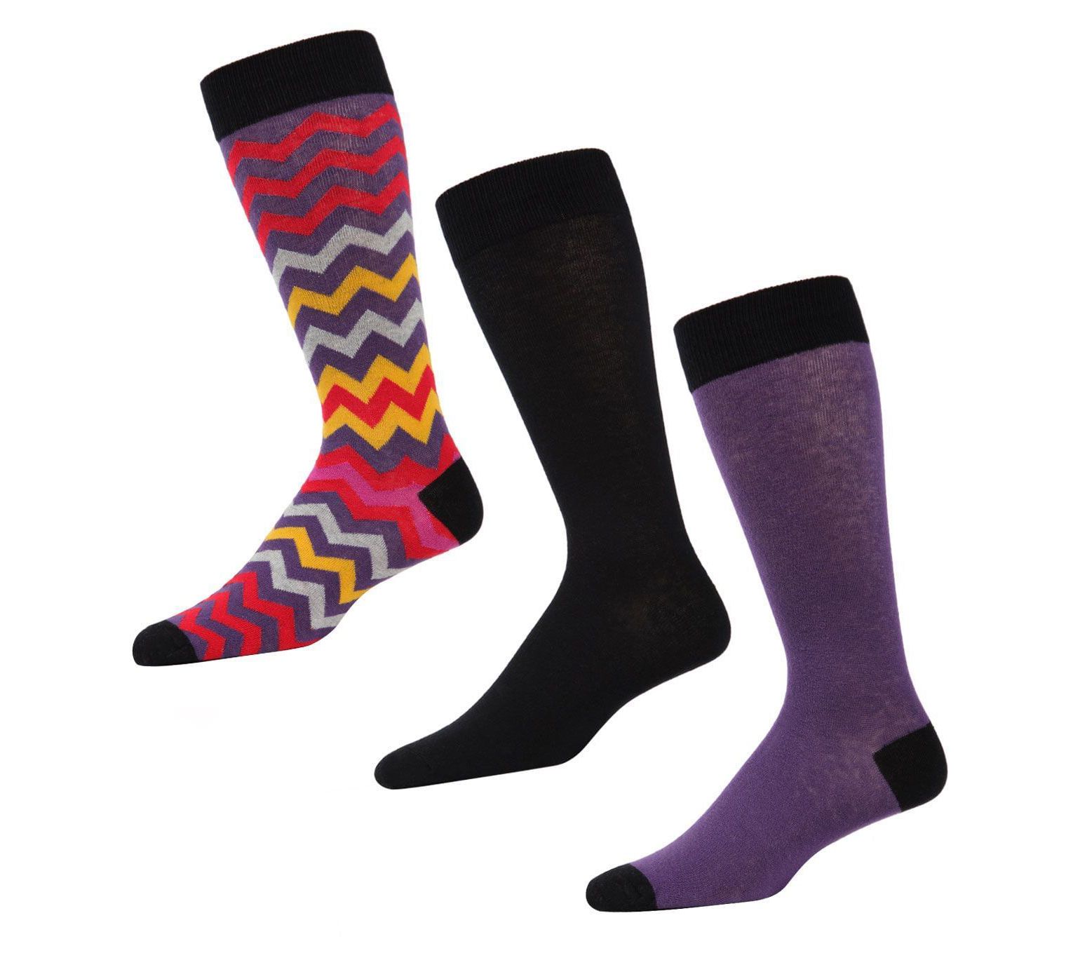 Memoi Men's Colorvron Cotton Blend 3 Pack CrewSock