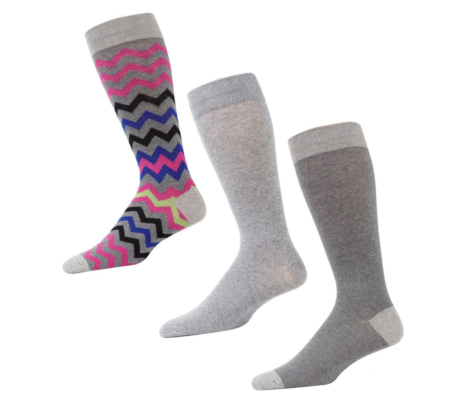 Memoi Men's Colorvron Cotton Blend 3 Pack CrewSock