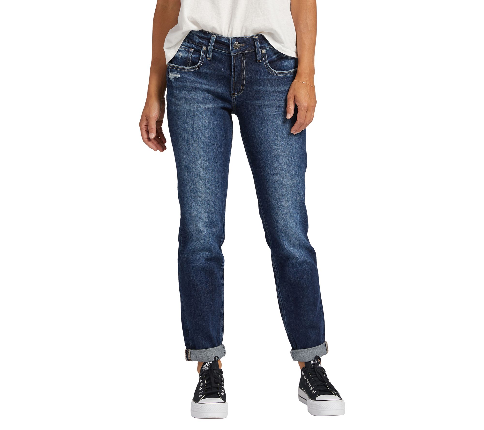 Silver Jeans Co. Boyfriend Mid Rise Slim Leg Jeans - EOE440