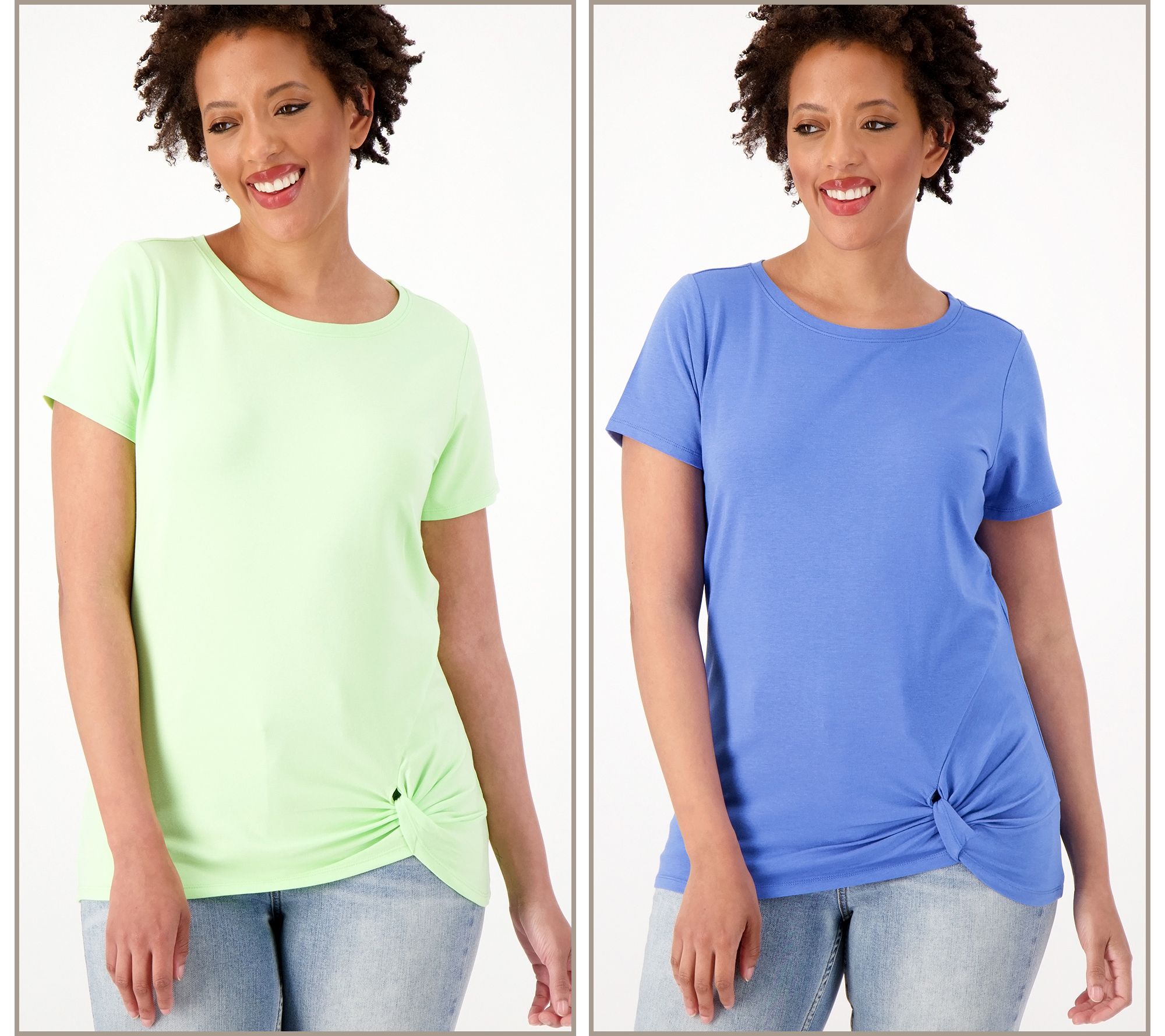 Belle by Kim Gravel Primabelle Knit Set of 2 Twist Hem Tops
