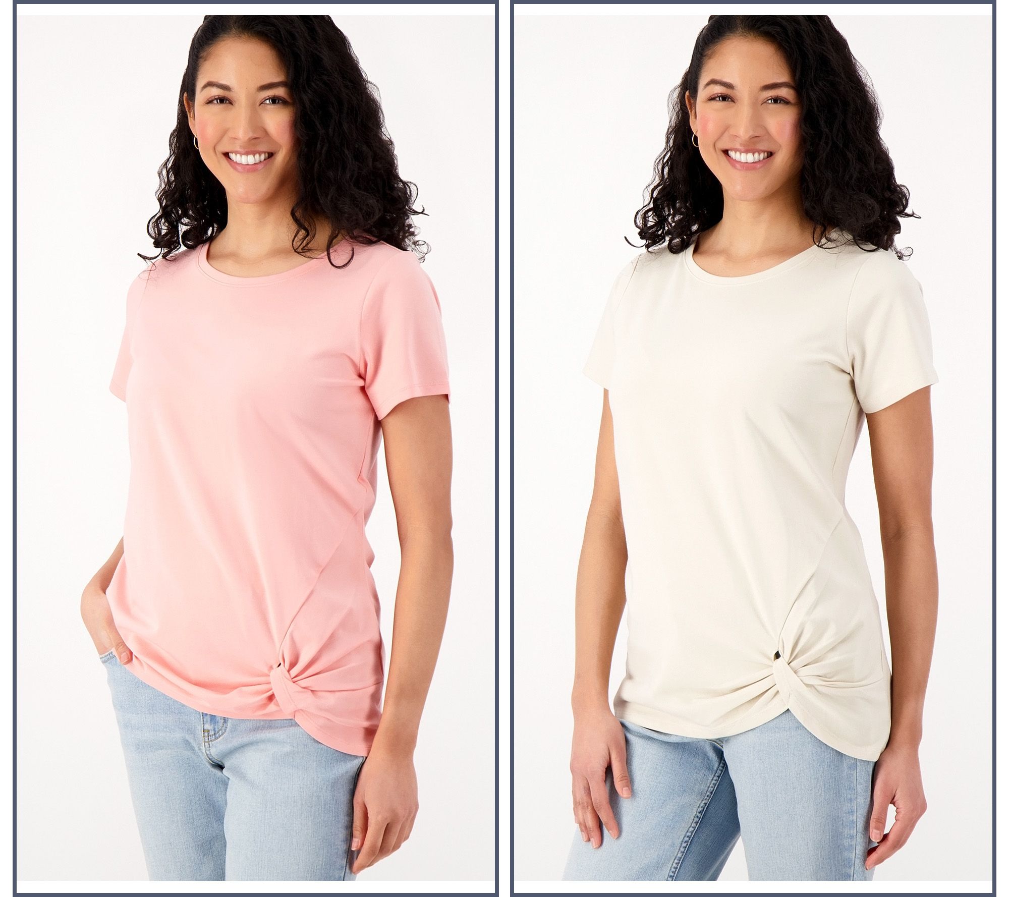 Belle by Kim Gravel Primabelle Knit Set of 2 Twist Hem Tops