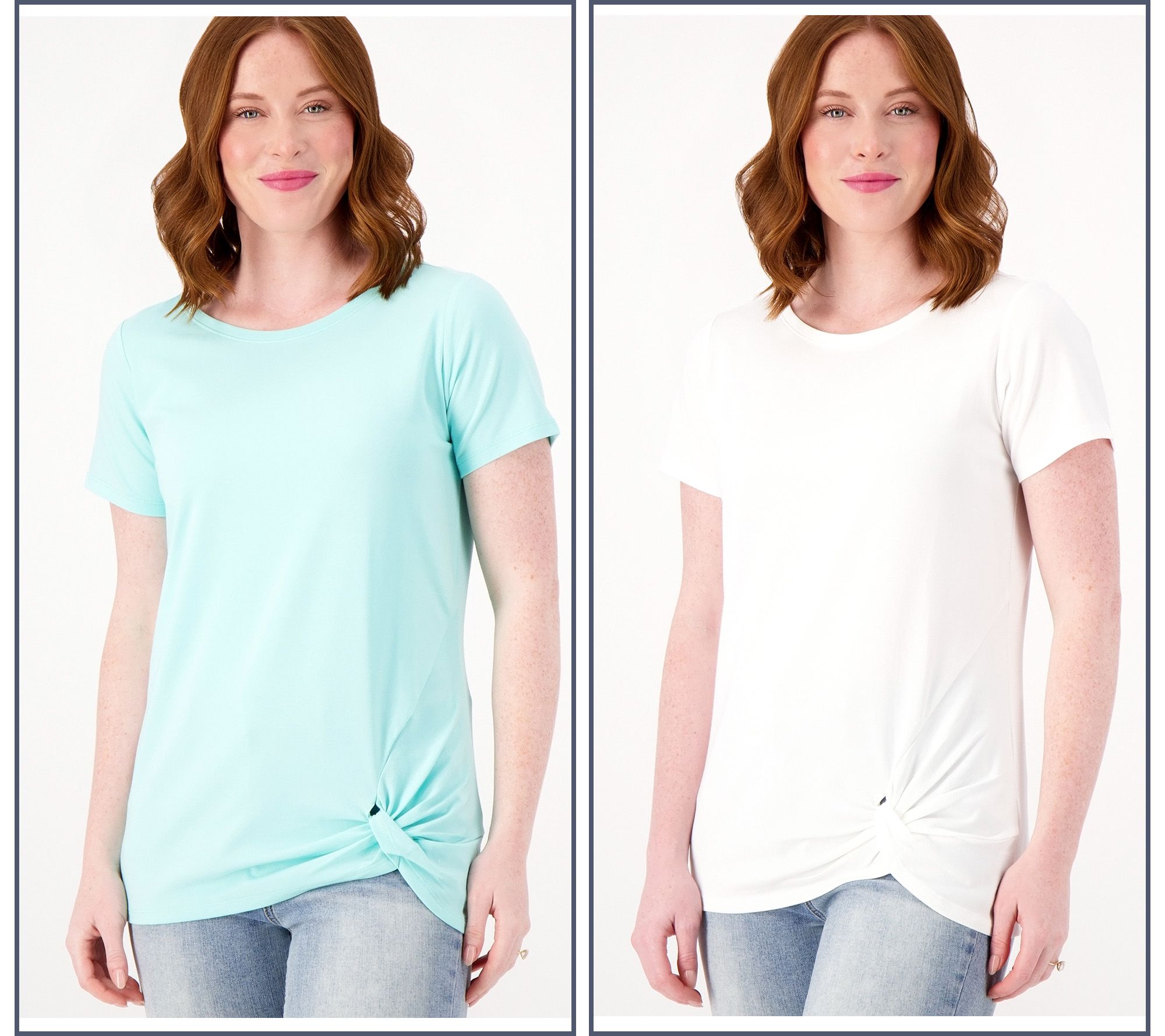 Belle by Kim Gravel Primabelle Knit Set of 2 Twist Hem Tops