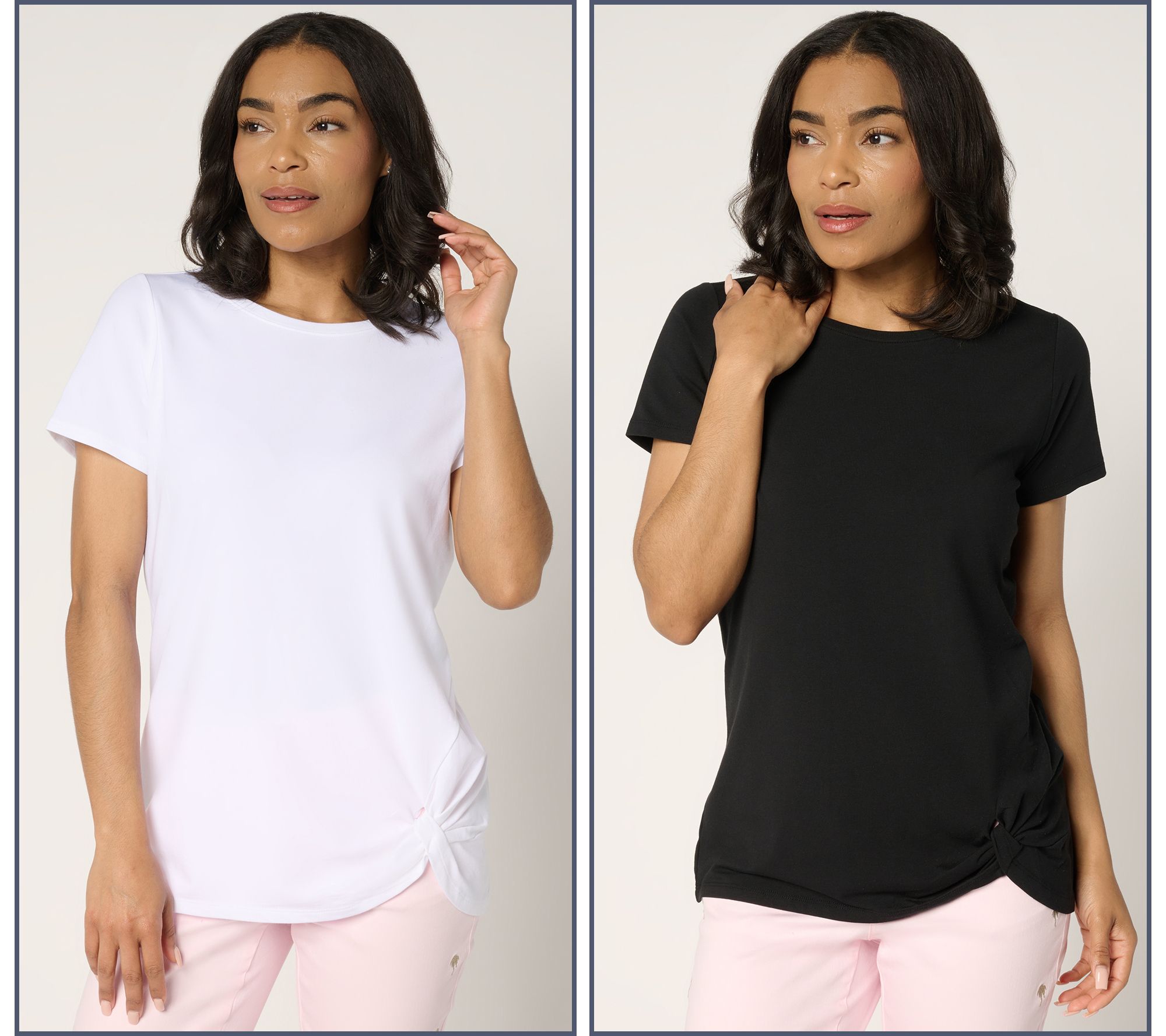 Belle by Kim Gravel Primabelle Knit Set of 2 Twist Hem Tops