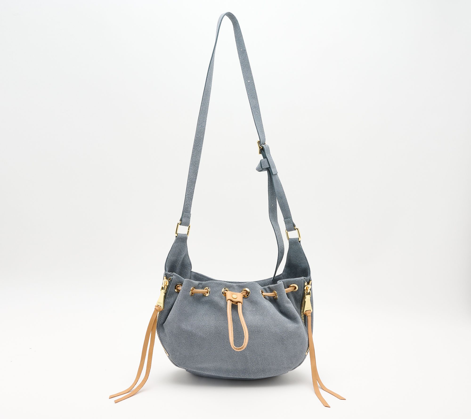 Mini Faux Pearl Decor Drawstring Design Bucket Bag Polyester Chain Strap