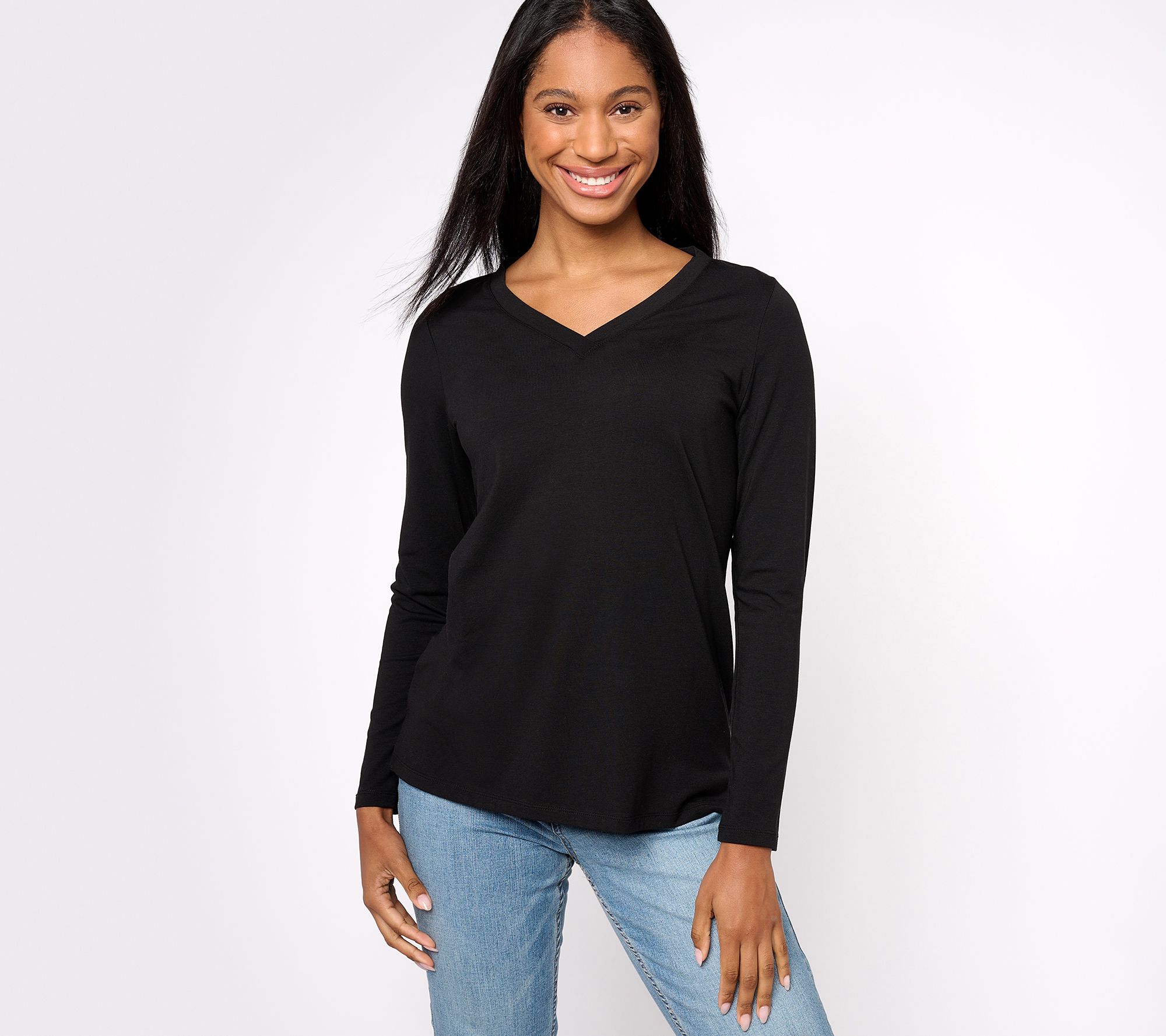Belle by Kim Gravel Primabelle Knit Long Sleeve V-Neck Top