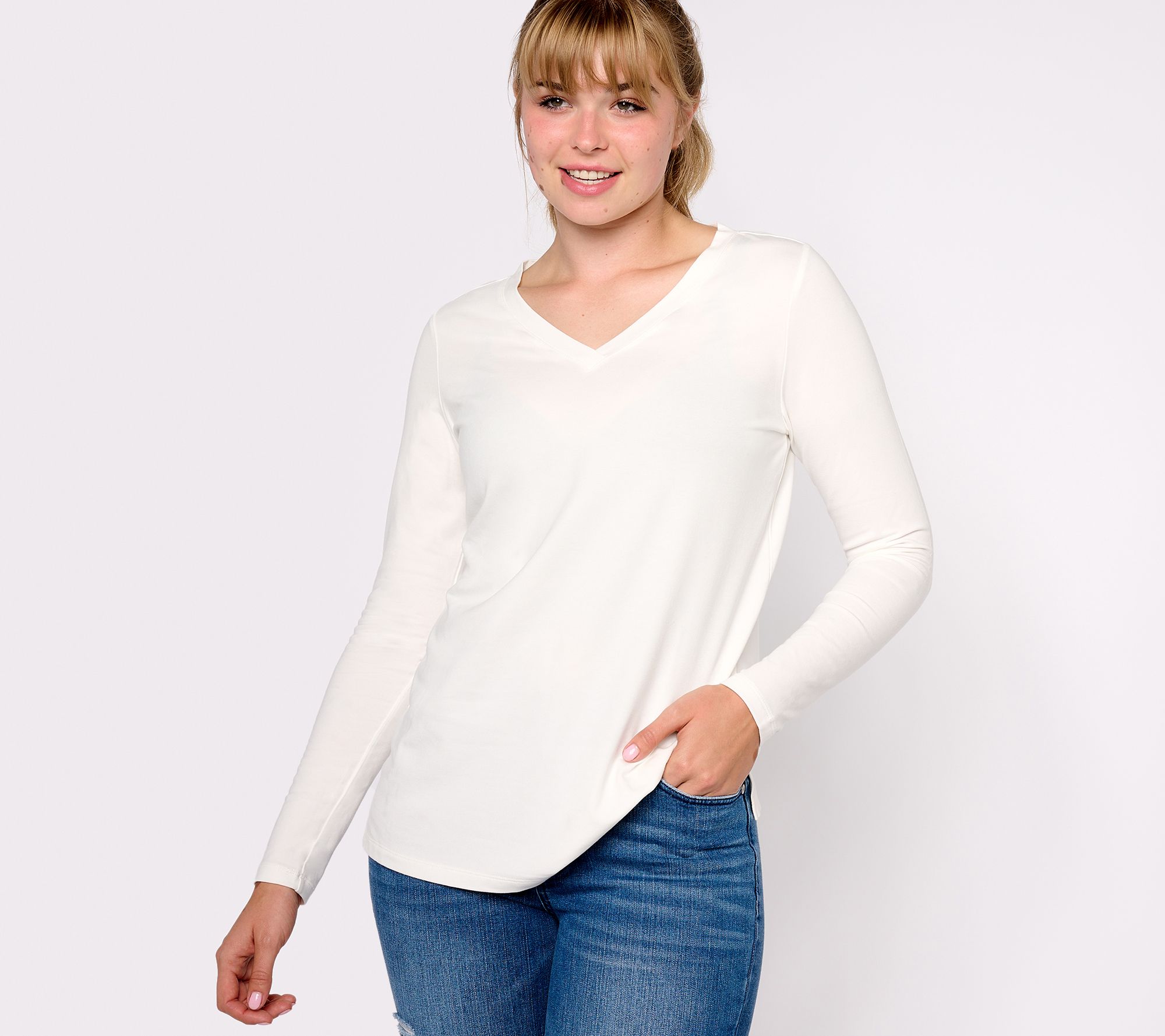 Belle by Kim Gravel Primabelle Knit Long Sleeve V-Neck Top