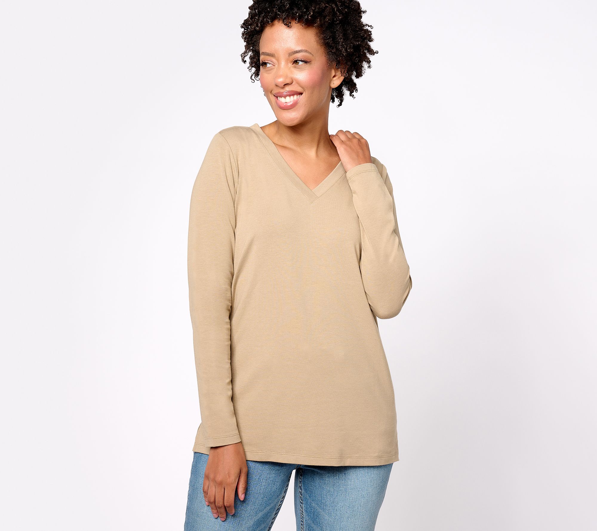 Belle by Kim Gravel Primabelle Knit Long Sleeve V-Neck Top