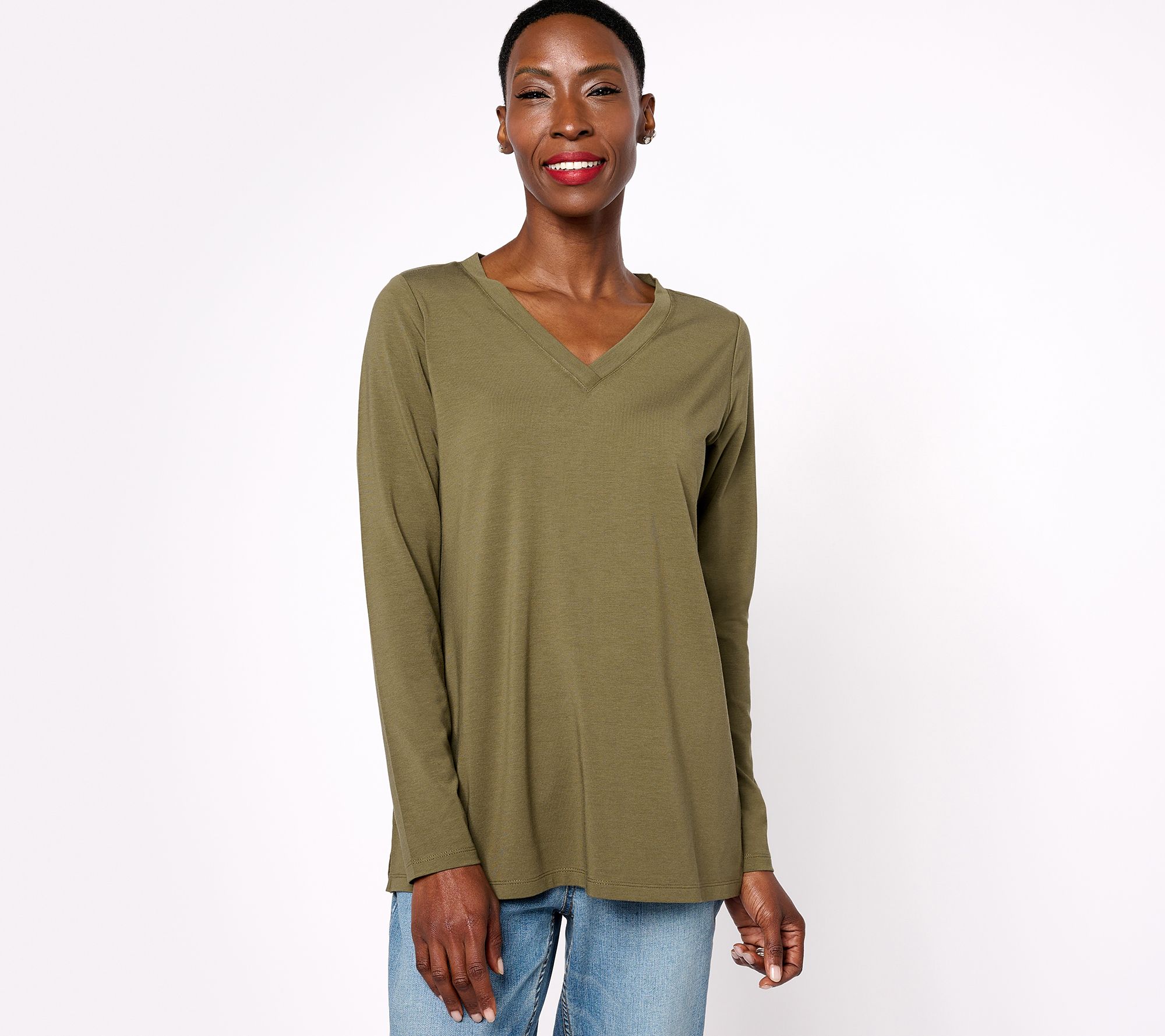 Belle by Kim Gravel Primabelle Knit Long Sleeve V-Neck Top