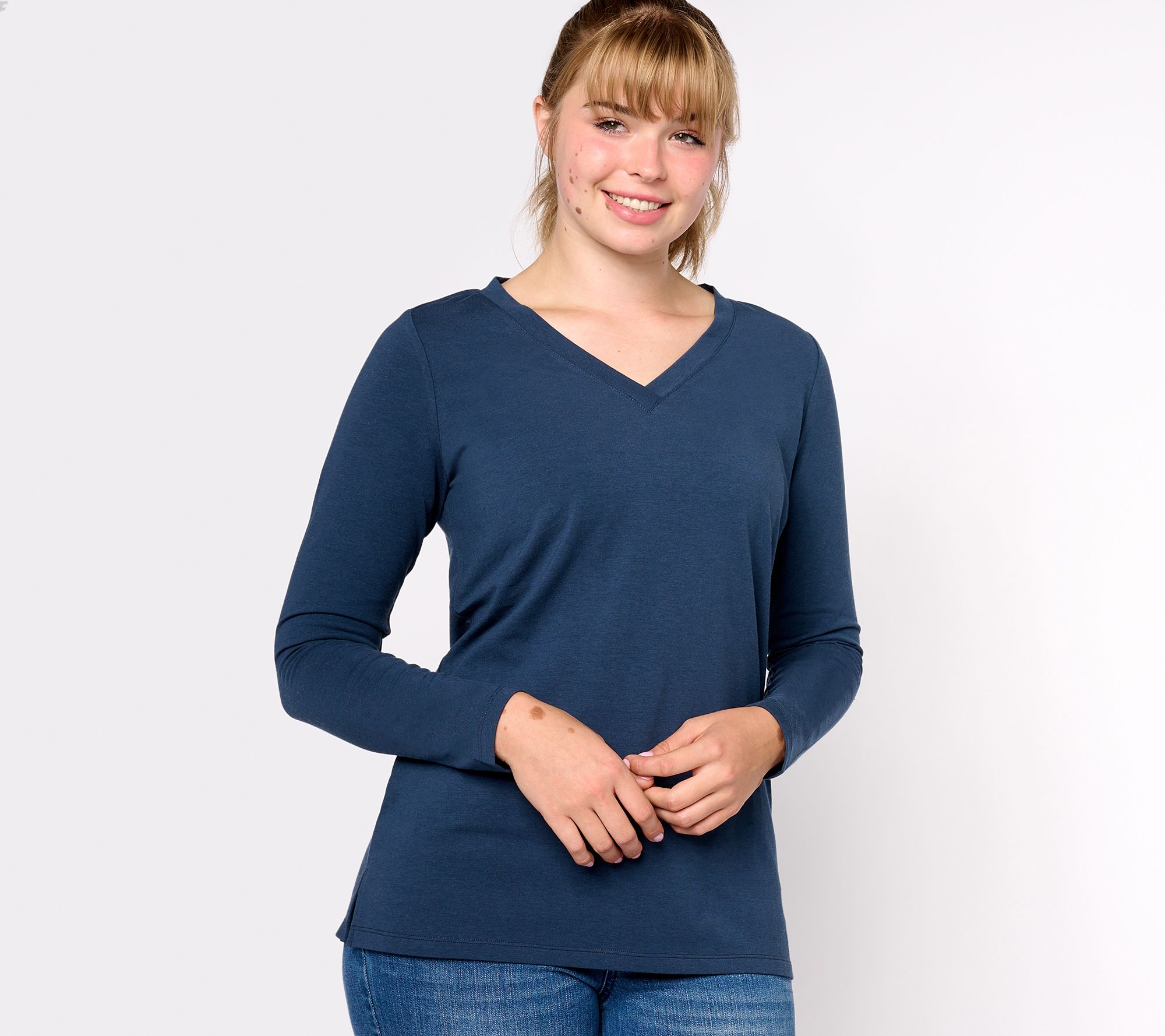 Belle by Kim Gravel Primabelle Knit Long Sleeve V-Neck Top
