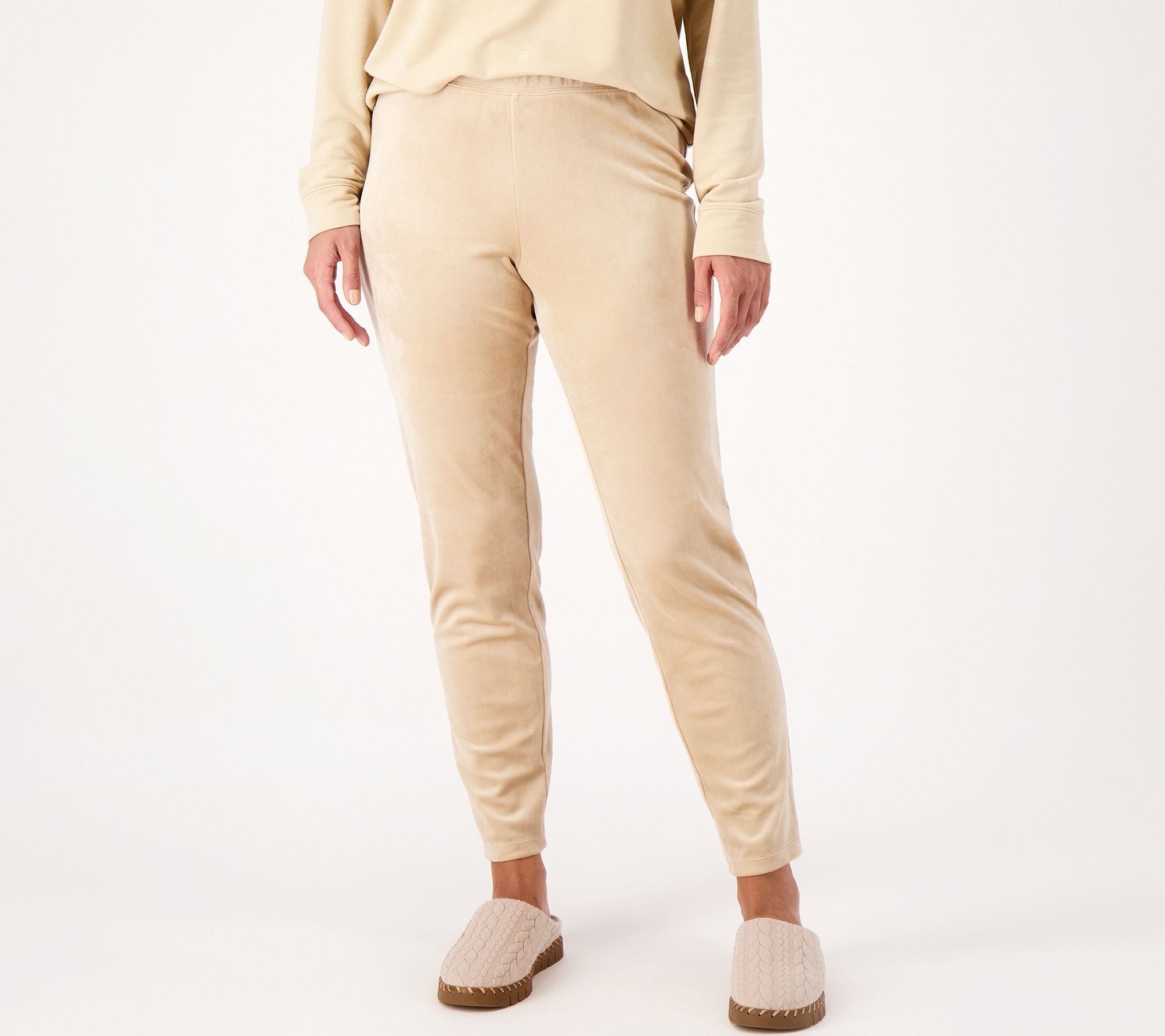 "As Is" Denim & Co. Comfort Zone Velour Slim Straight Pant