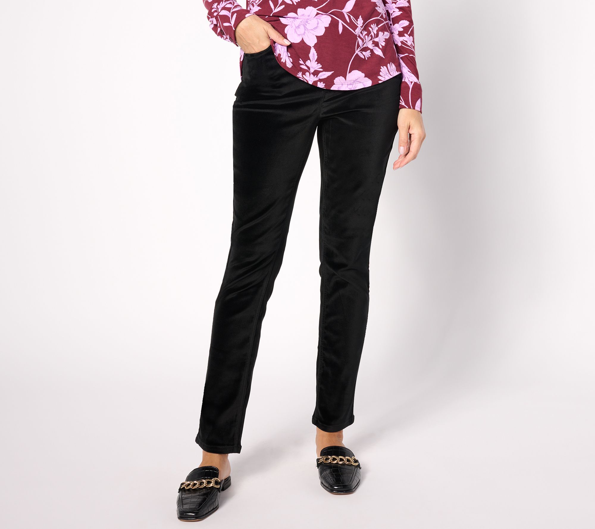 Belle by Kim Gravel Reg Velveteen Button Front Jean