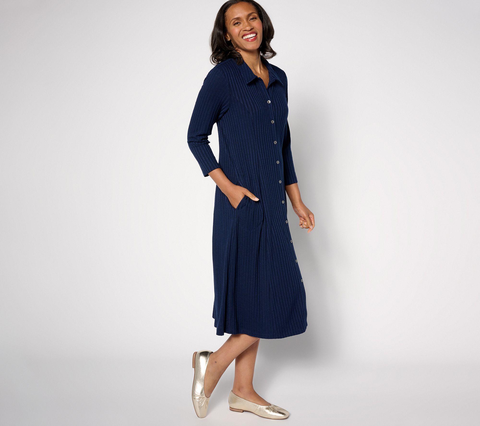 Susan Graver Petite Liquid Knit Fit & Flare Dress