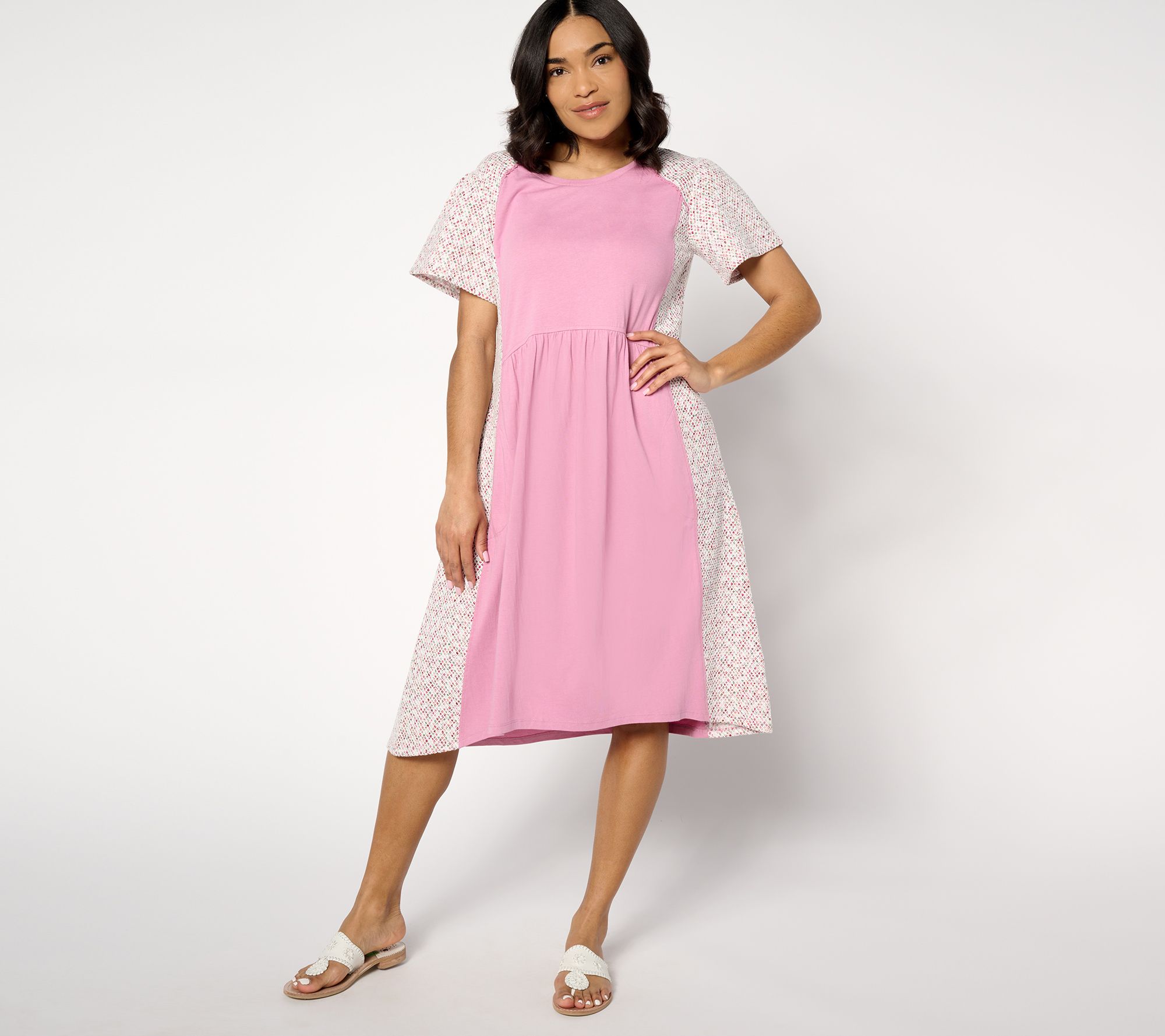 LOGO by Lori Goldstein Regular Dress with Schiffli Embroidery