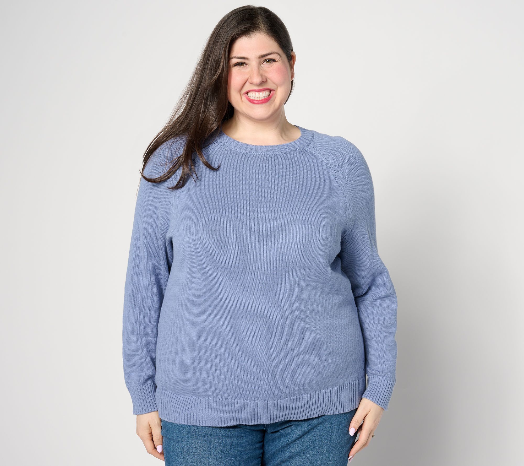 Denim & Co. Heritage Crew Neck Sweater with Embroidery Detail