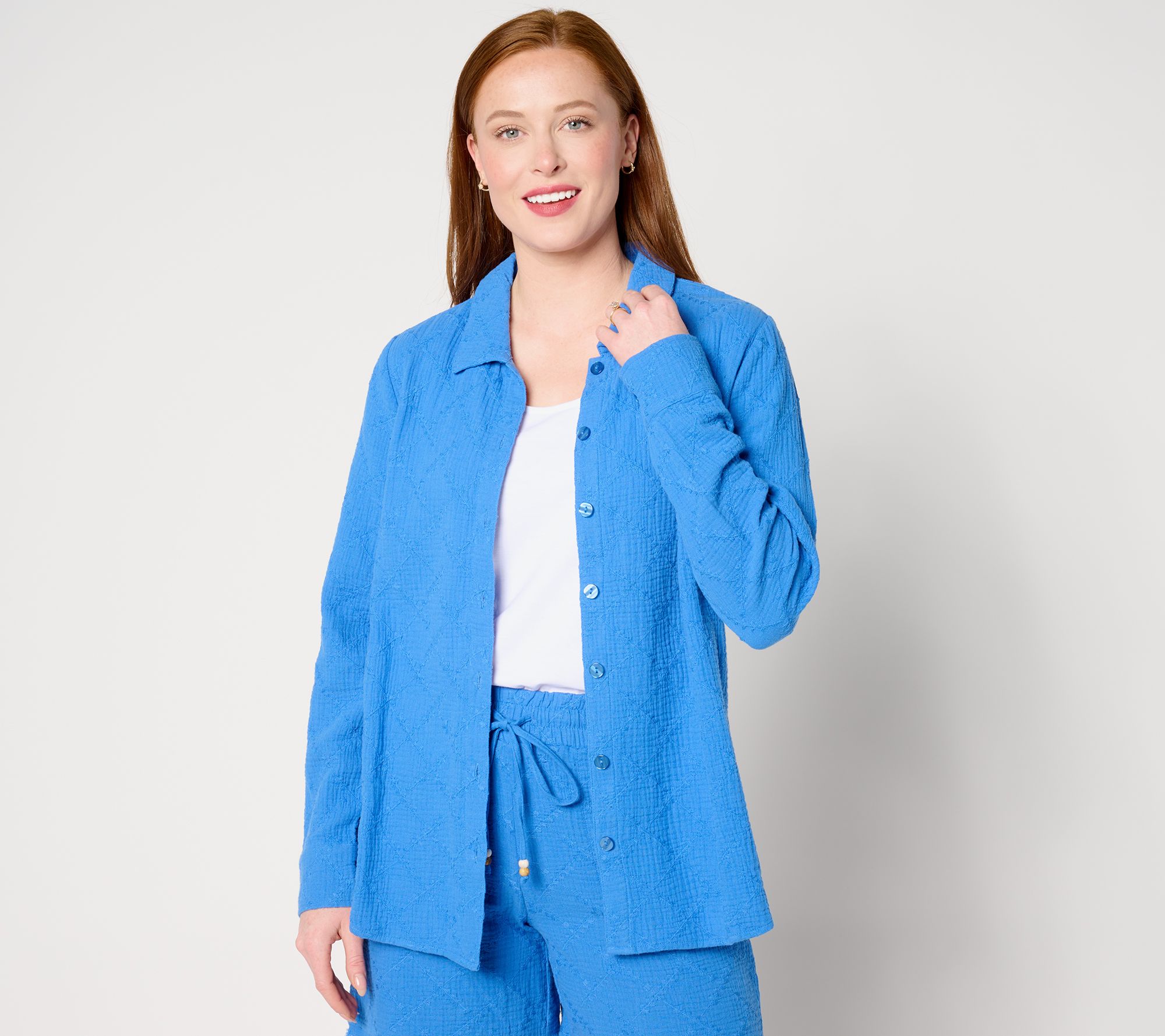 Bellisima by Kim Gravel Embroidered Cotton Gauze Big Shirt