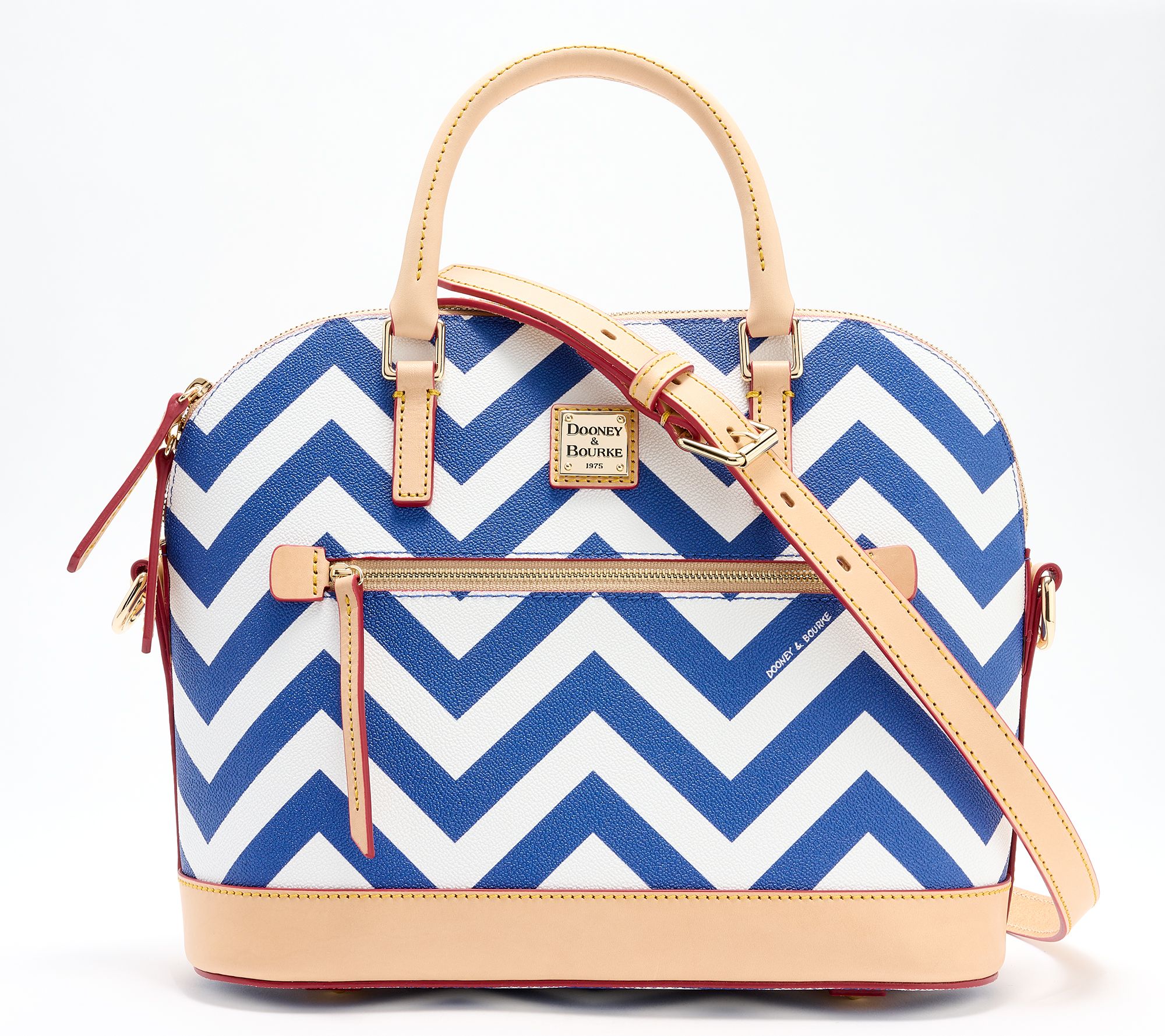 Dooney & Bourke Coated Cotton Chevron Domed Zip Satchel