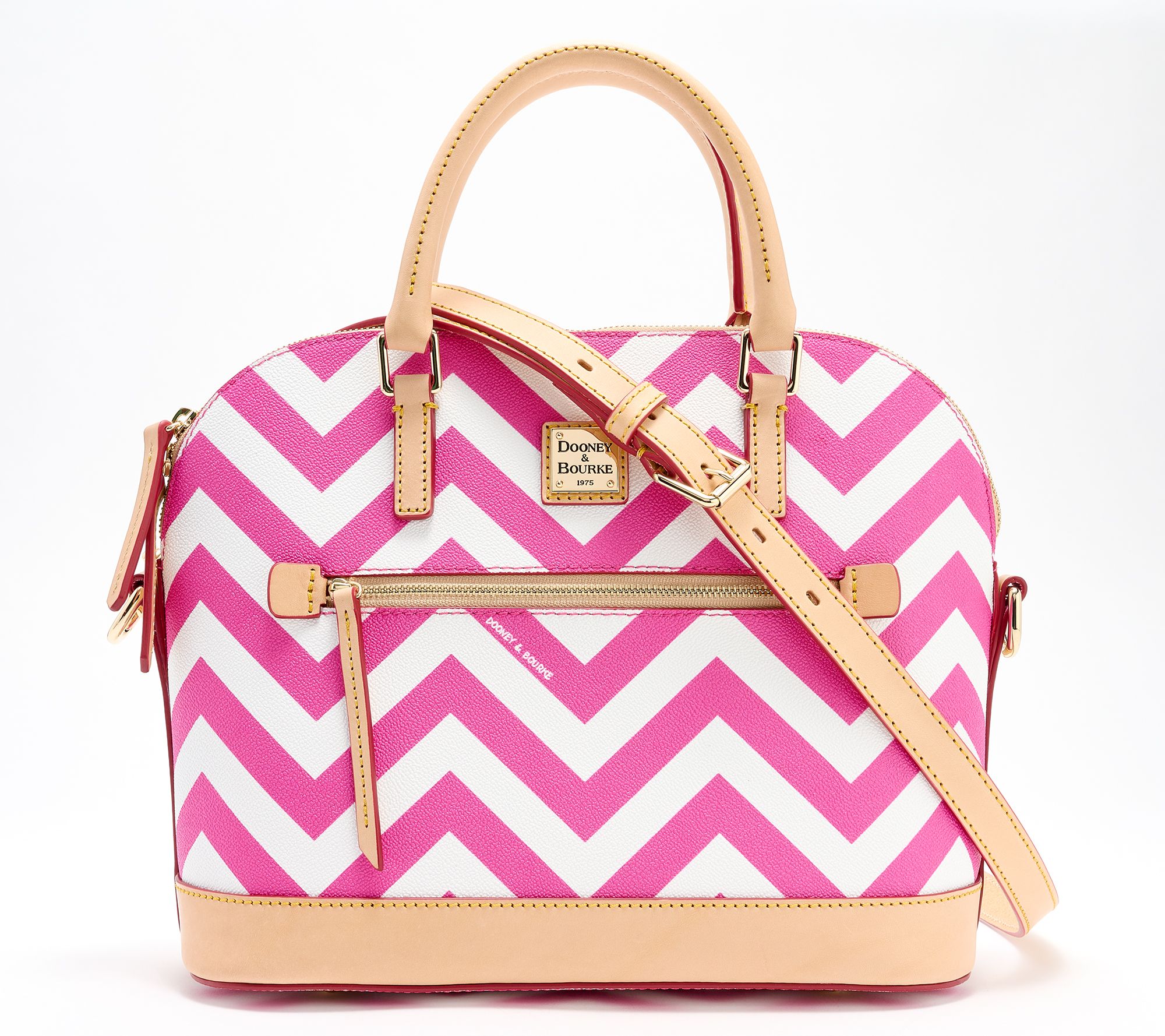 Dooney & Bourke Coated Cotton Chevron Domed Zip Satchel