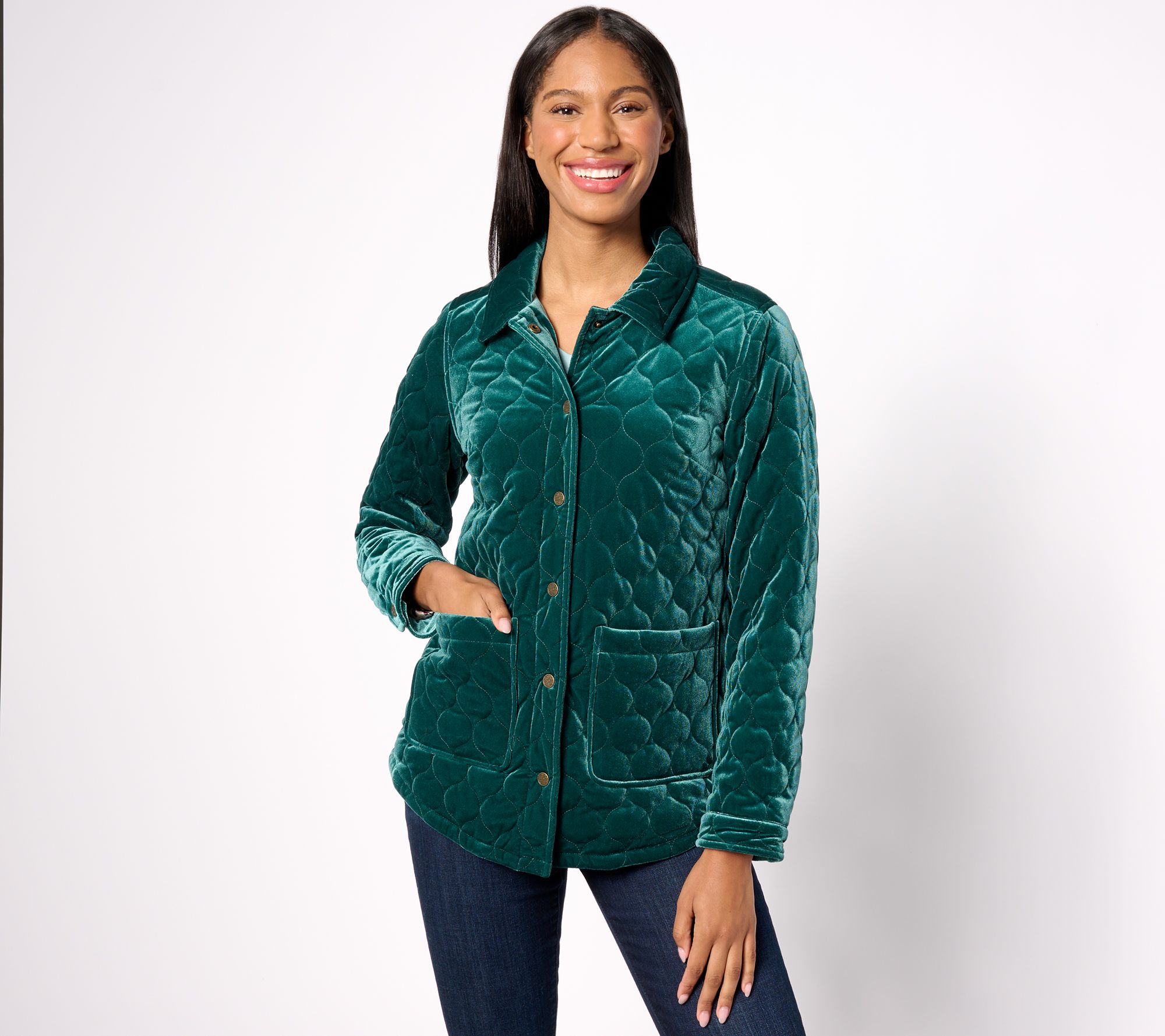 Velvet top padded jacket