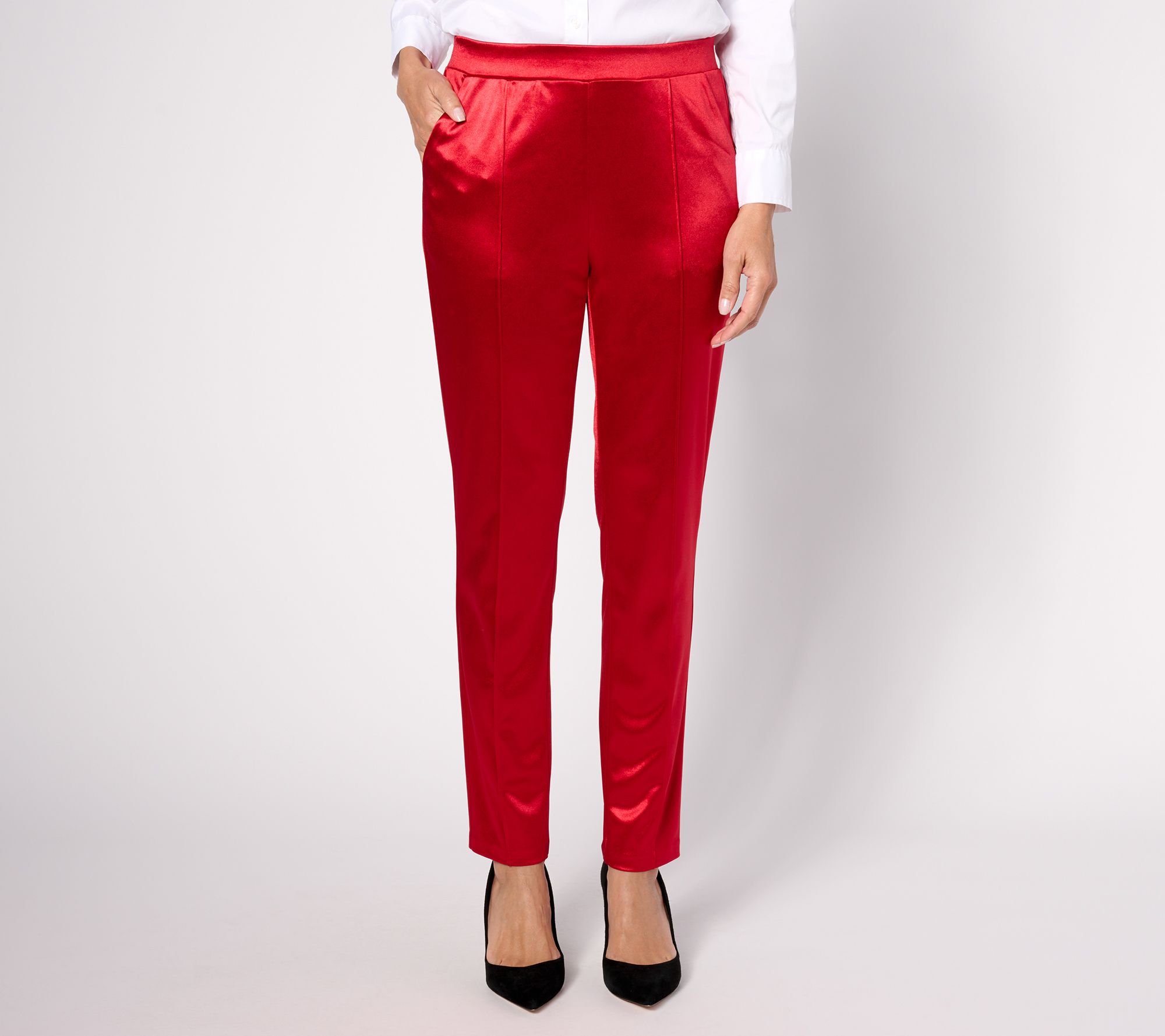 "As Is" Isaac Mizrahi Live! Tall Always Isaac Knit Slim Straight Pants