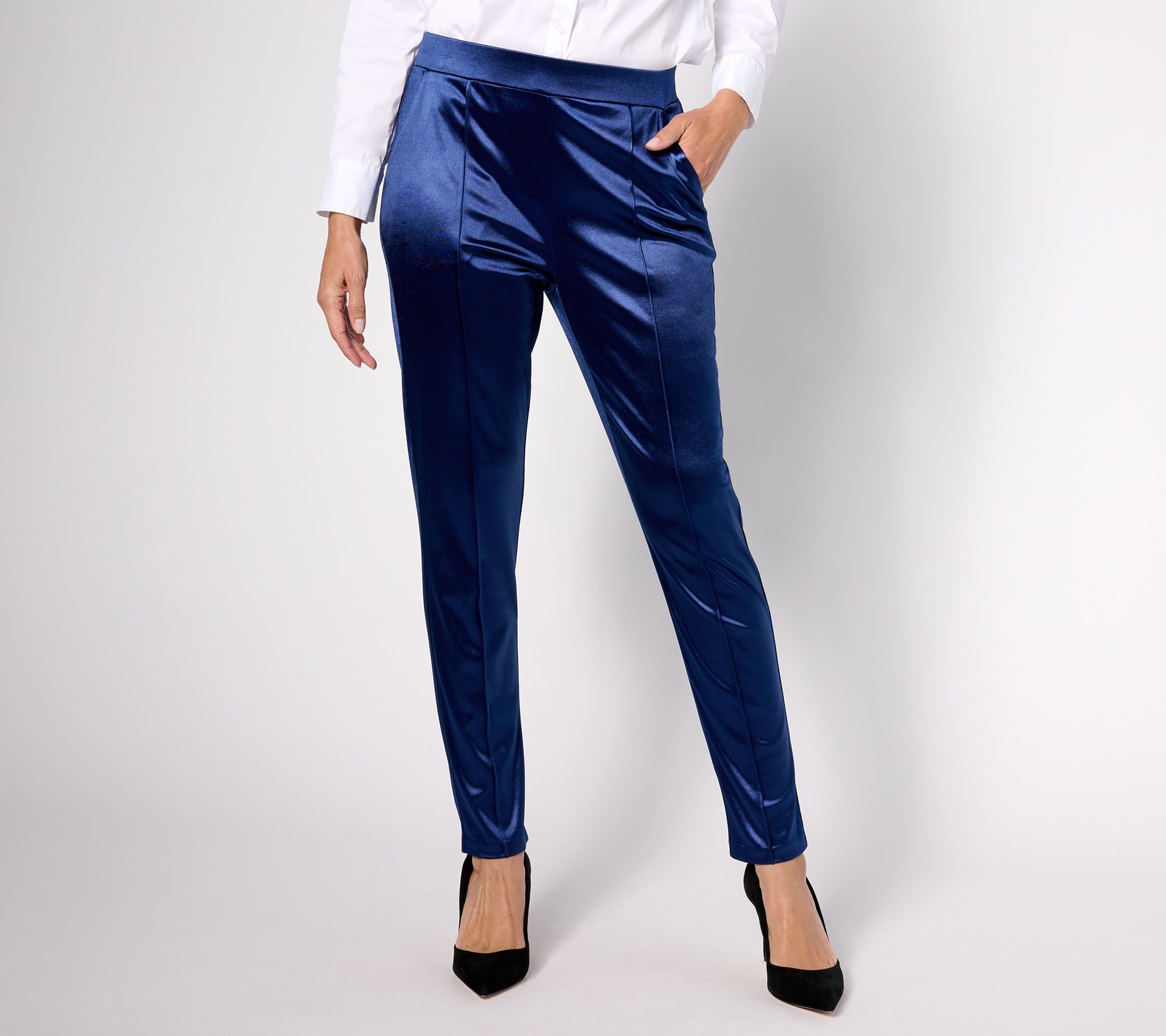 "As Is" Isaac Mizrahi Live! Tall Always Isaac Knit Slim Straight Pants