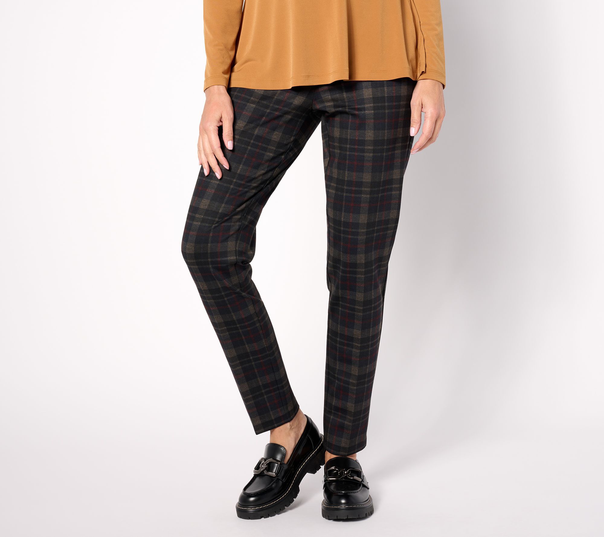 "As Is" Susan Graver Regular Printed Ponte Knit Slim Leg Pants w/Pocket