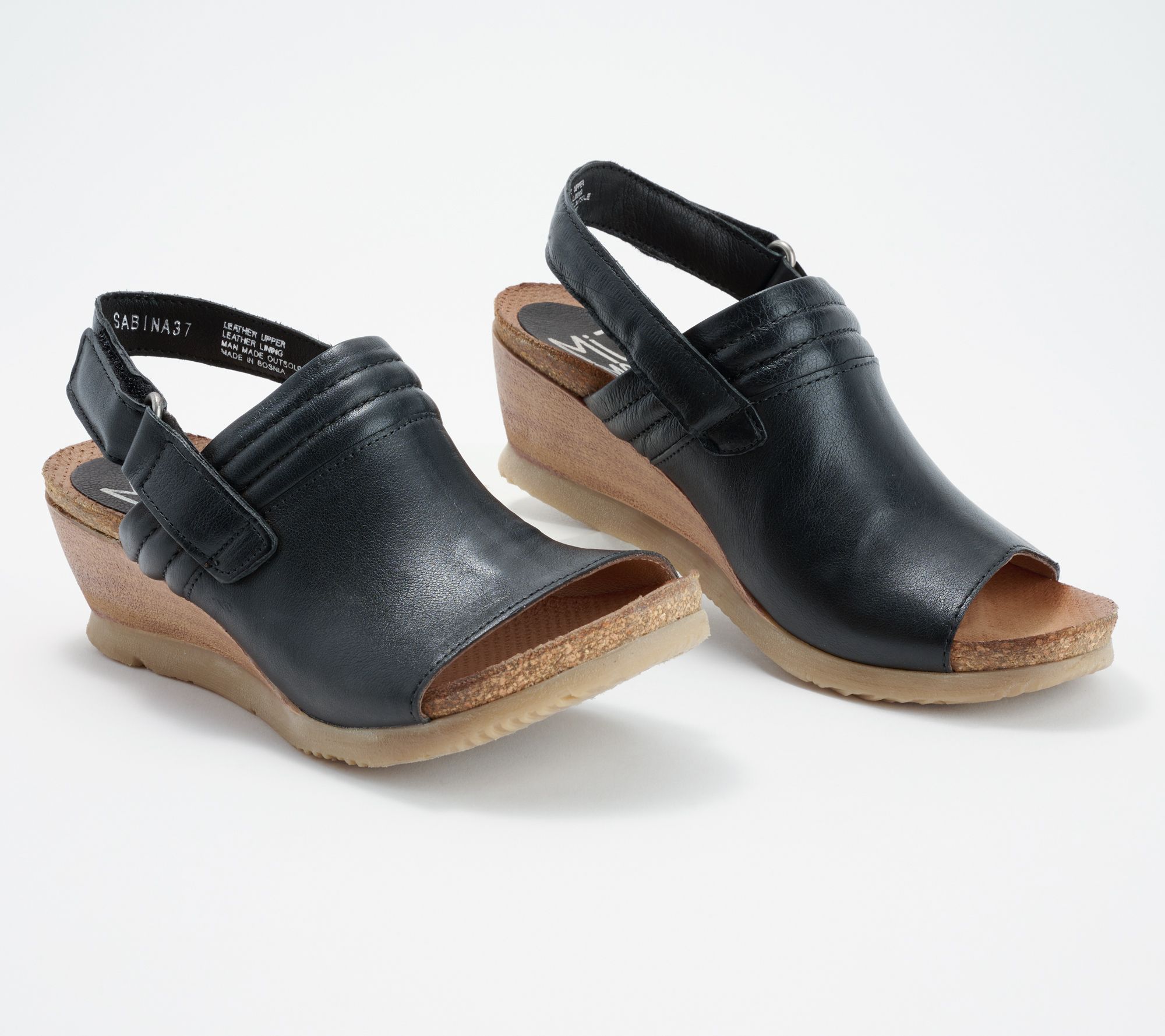 "As Is" Miz Mooz Leather Backstrap Wedge Sandals- Sabina