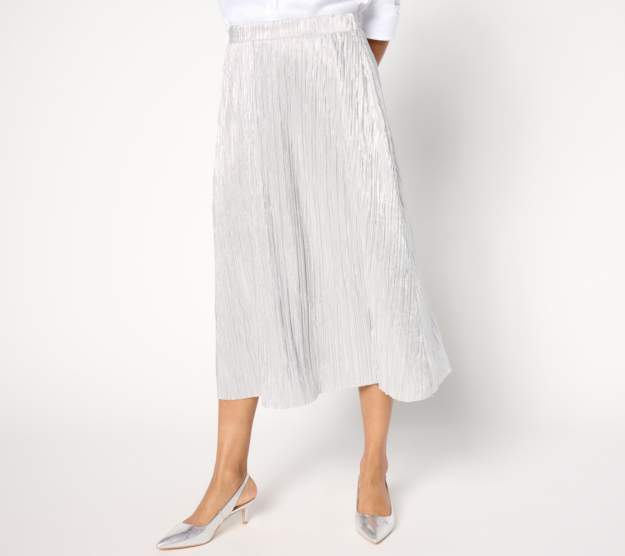 Metallic pleated skirt qvc best sale