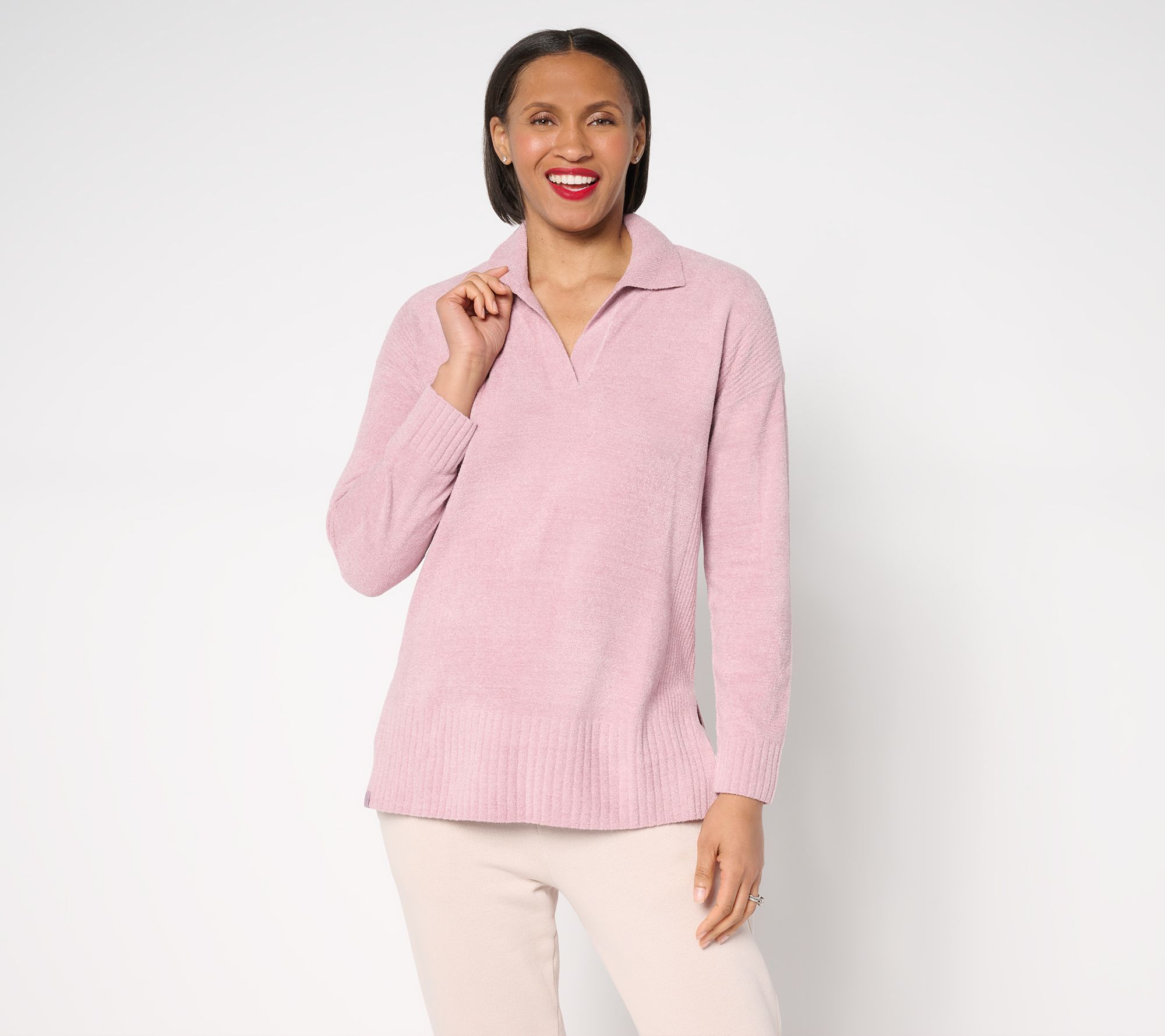 Barefoot Dreams CozyChic Ultra Lite Collared Pullover With Slits