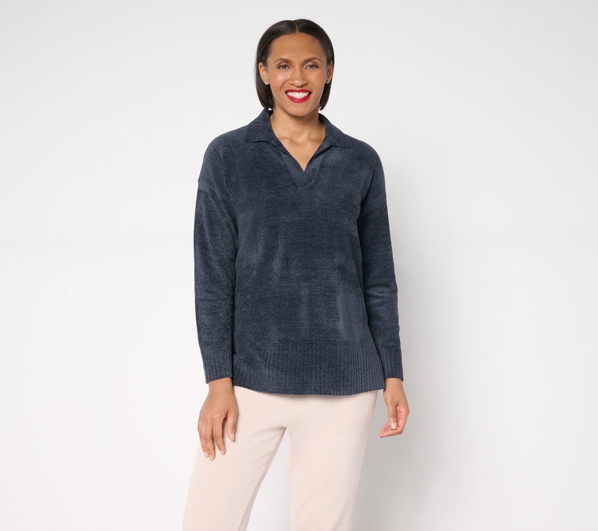 Barefoot Dreams CozyChic Ultra Lite Collared Pullover With Slits