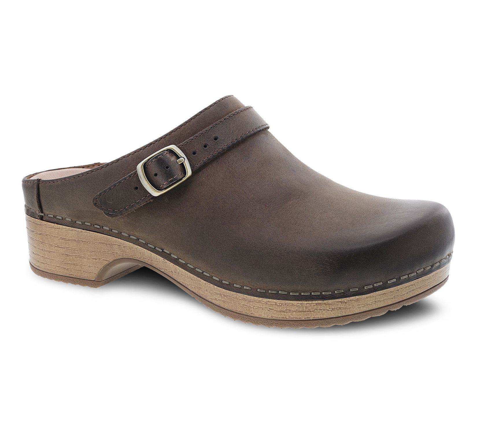 Dansko Mushroom Burnished Nubuck Slip On Clog- Berry