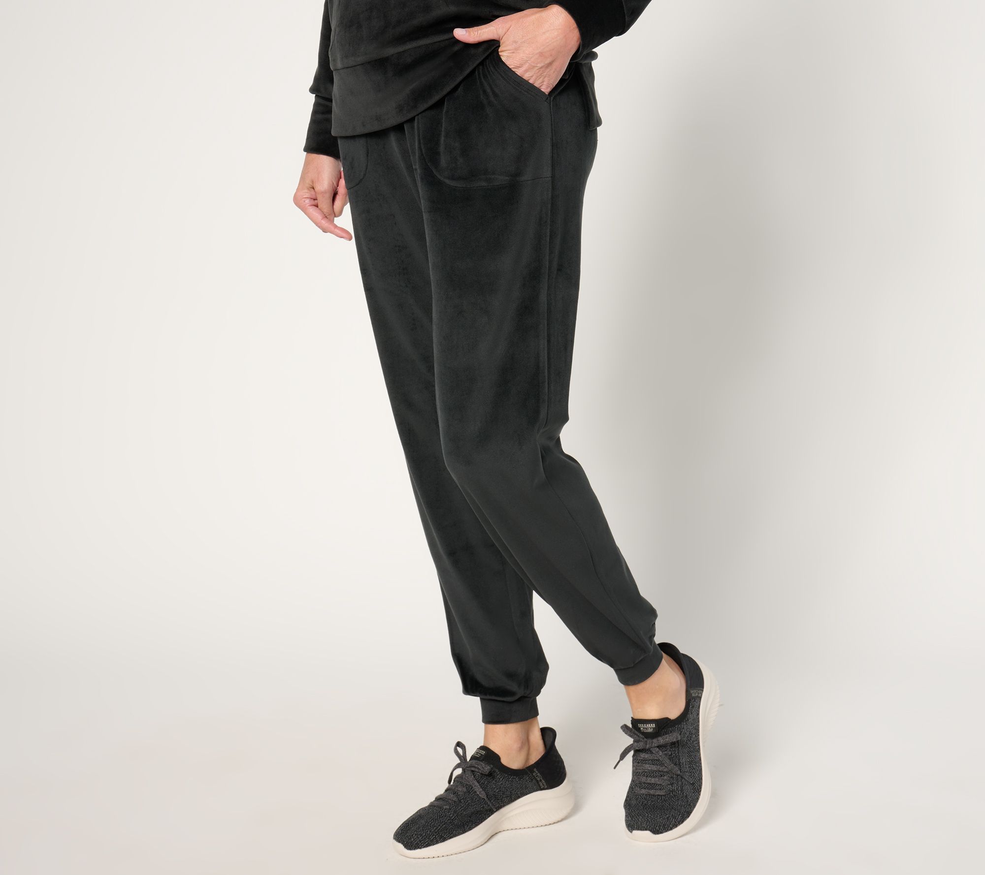 Quacker Factory Short Angel's Go To Stretch Velvet Joggers