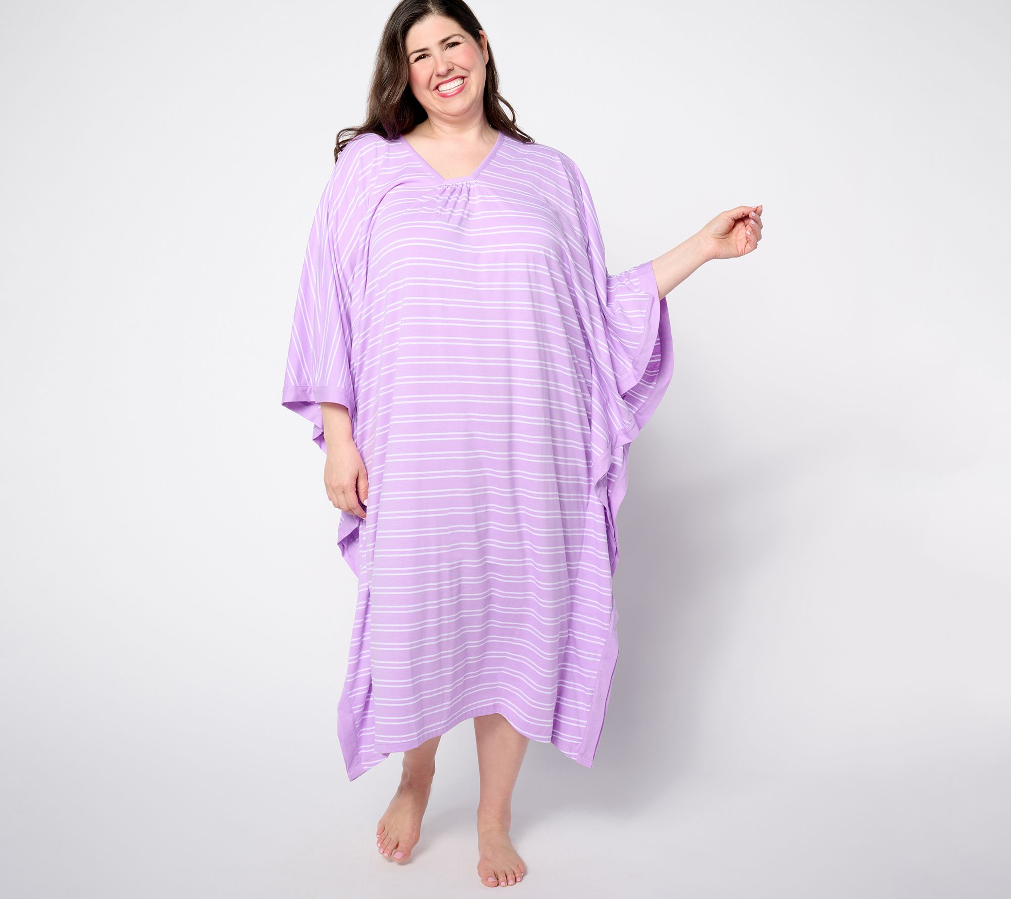 As Is Carole Hochman Stripe V Neck Caftan