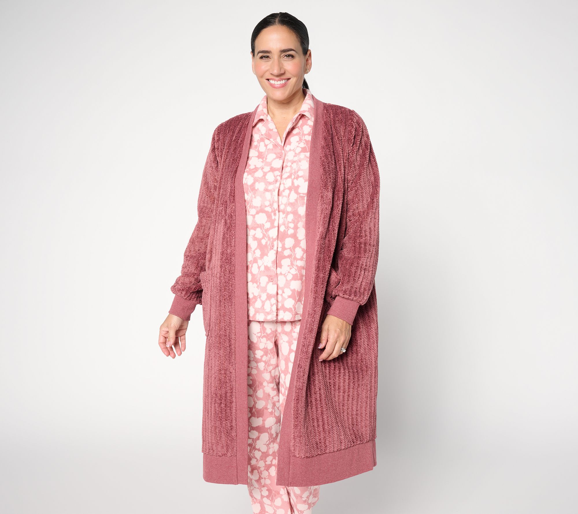 Berkshire Homewear Dobby Rib Heathered Cardigan