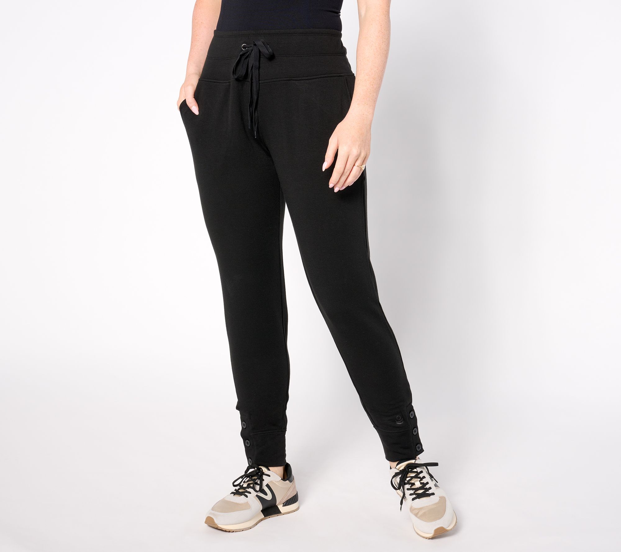 "As Is" Cuddl Duds Comfortwear Petite Button Hem Joggers