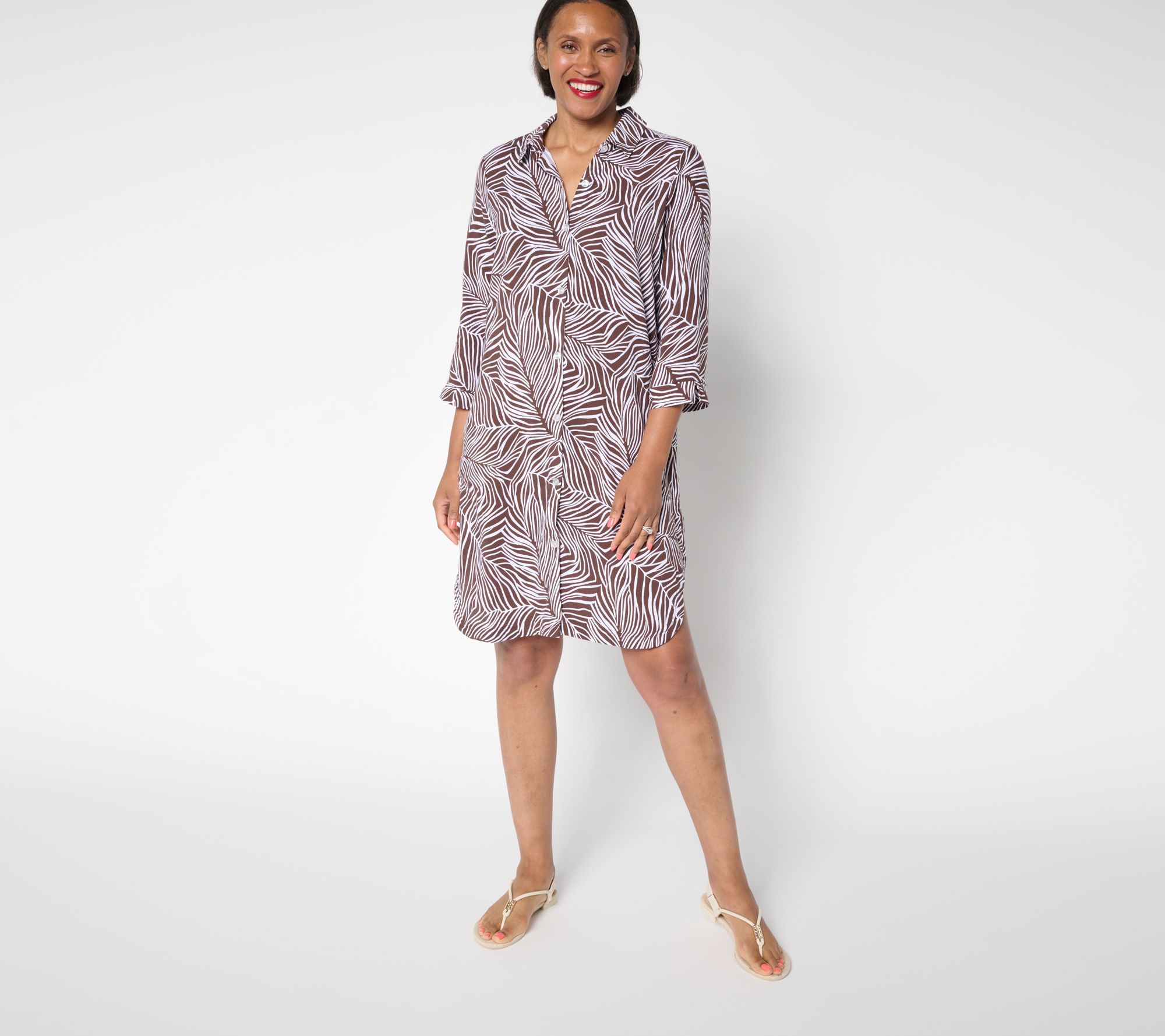 Stan Herman Woven Button Front Halftan