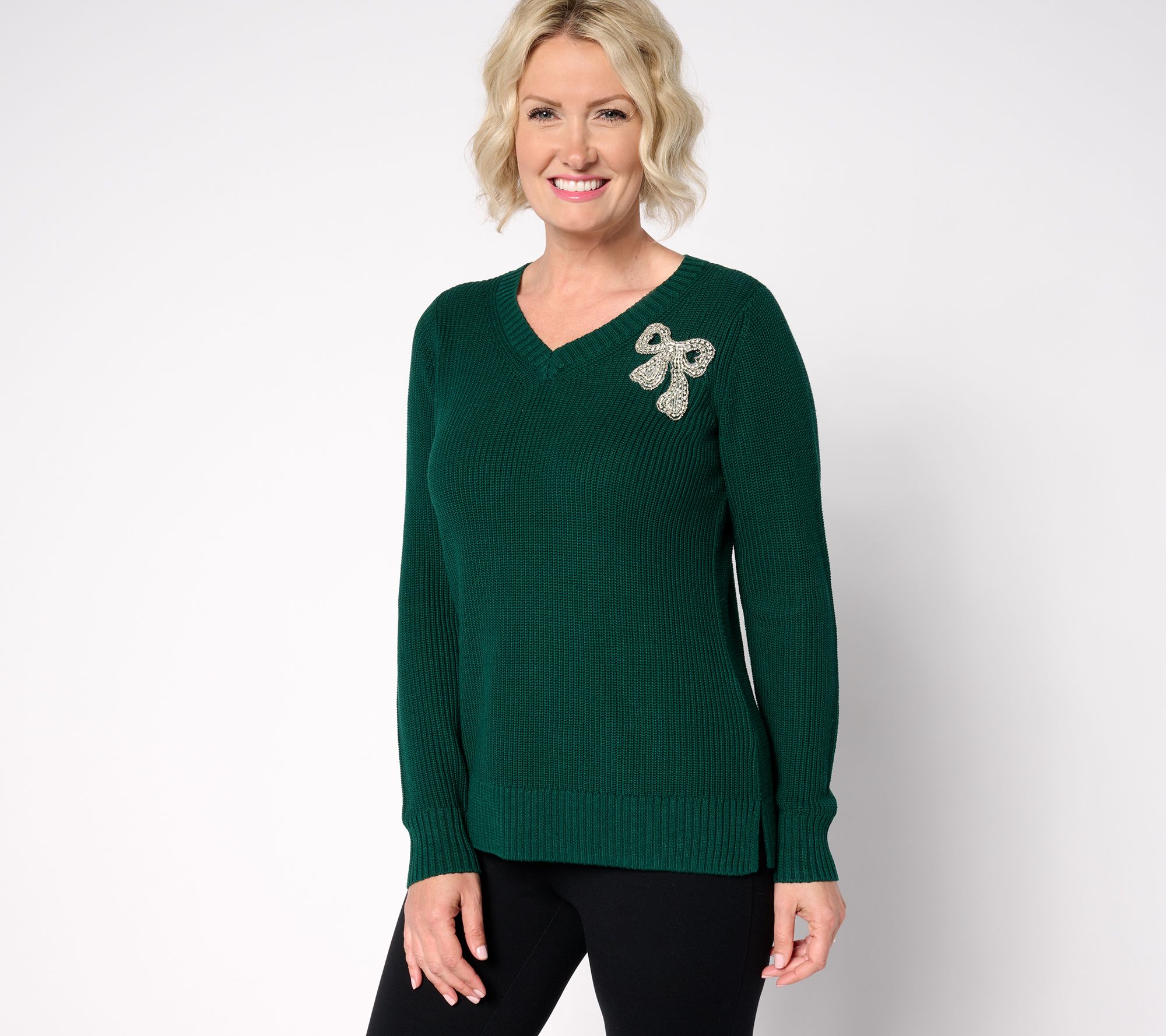 "As Is" Jingle Belles by Kim Gravel Wrapped with a Bow Shaker Sweater