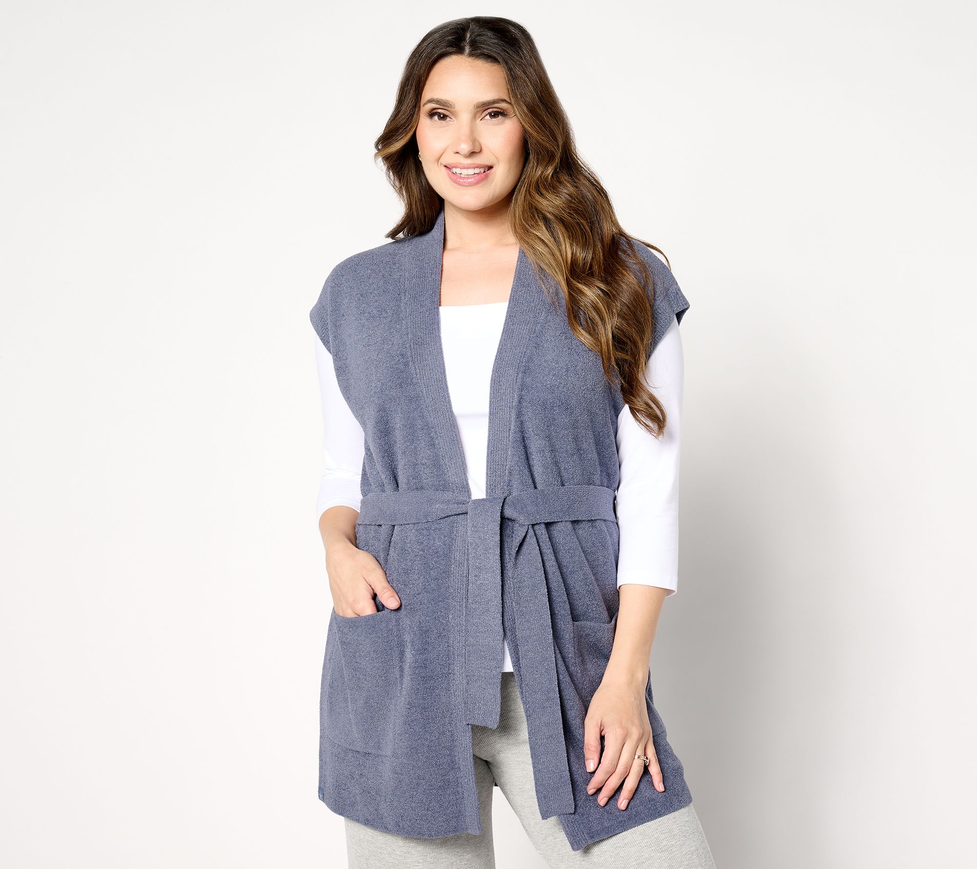 "As Is" Barefoot Dreams CozyChic Ultra Lite Waist Tie Vest