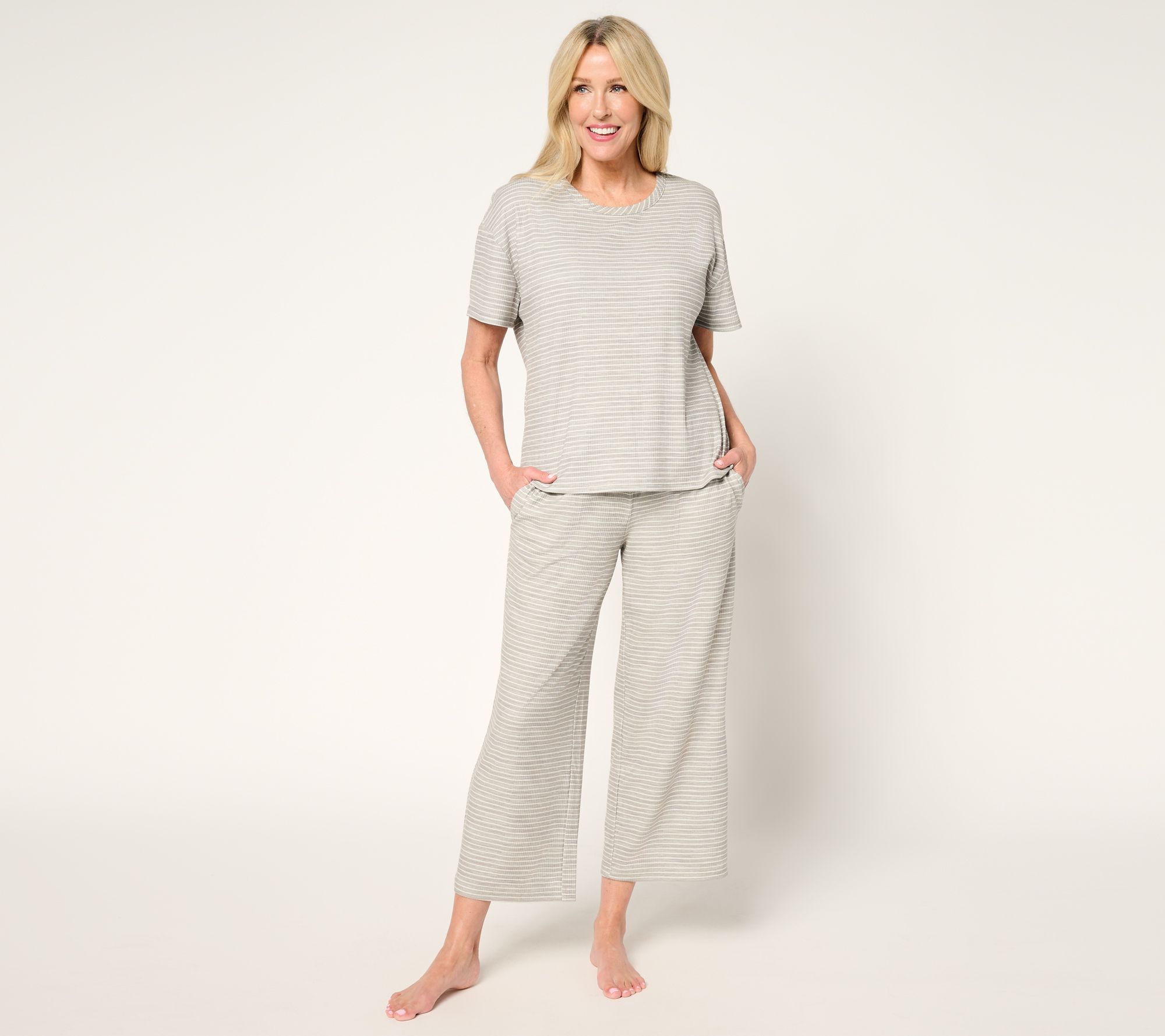 MUK LUKS Silky Rib Short Sleeve and Pant Lounge Set
