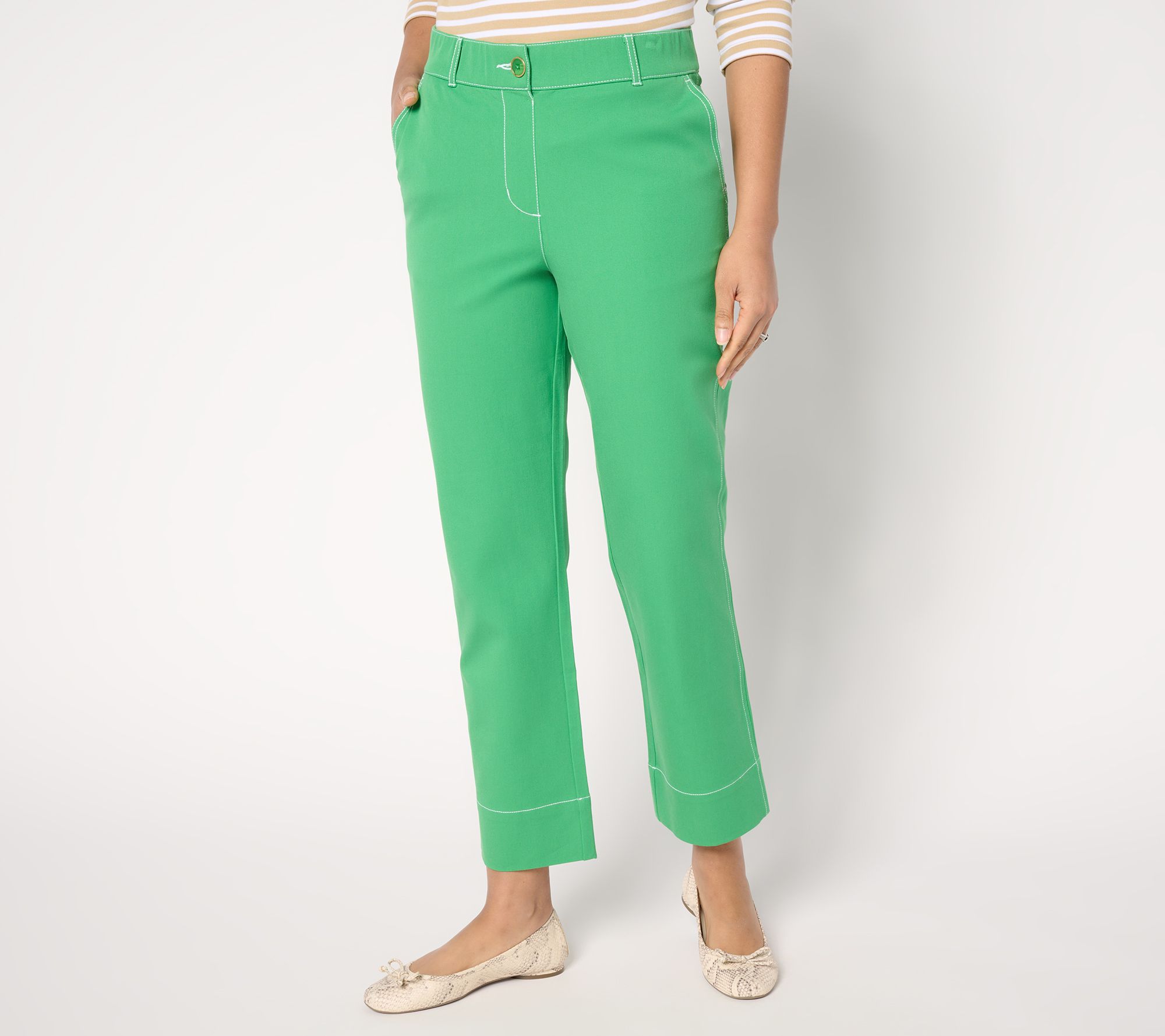 Isaac Mizrahi Live! Regular 24/7 Stretch Straight Leg Ankle Pants