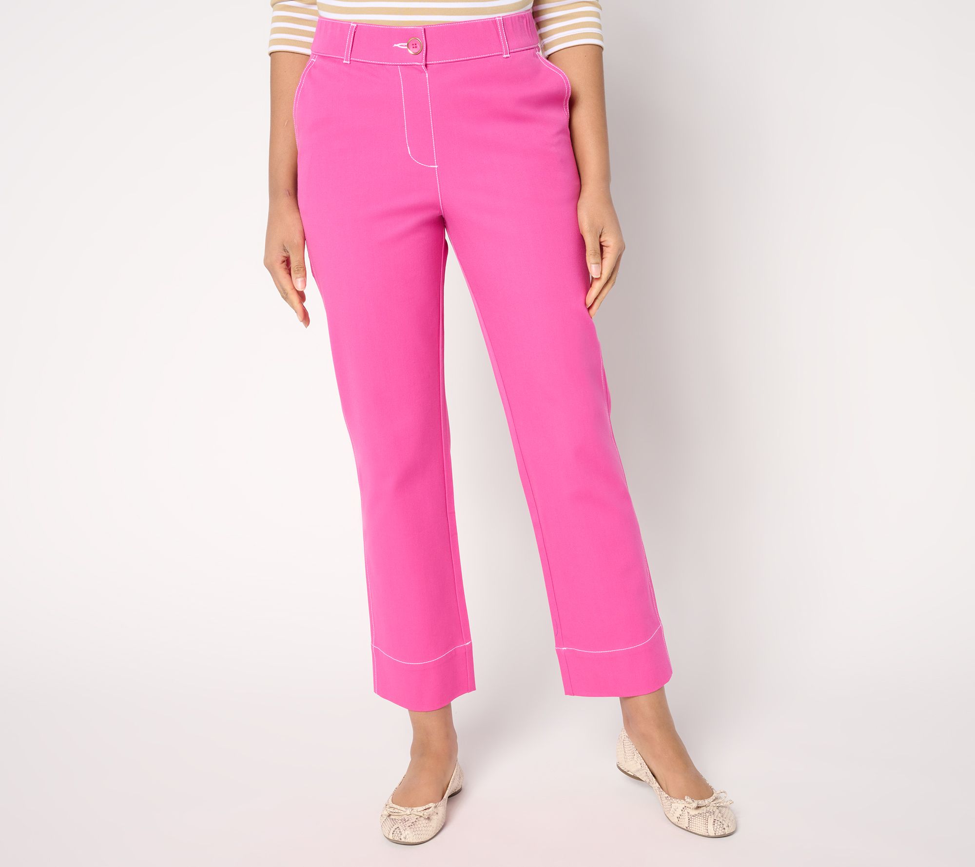 Isaac Mizrahi Live! Regular 24/7 Stretch Straight Leg Ankle Pants