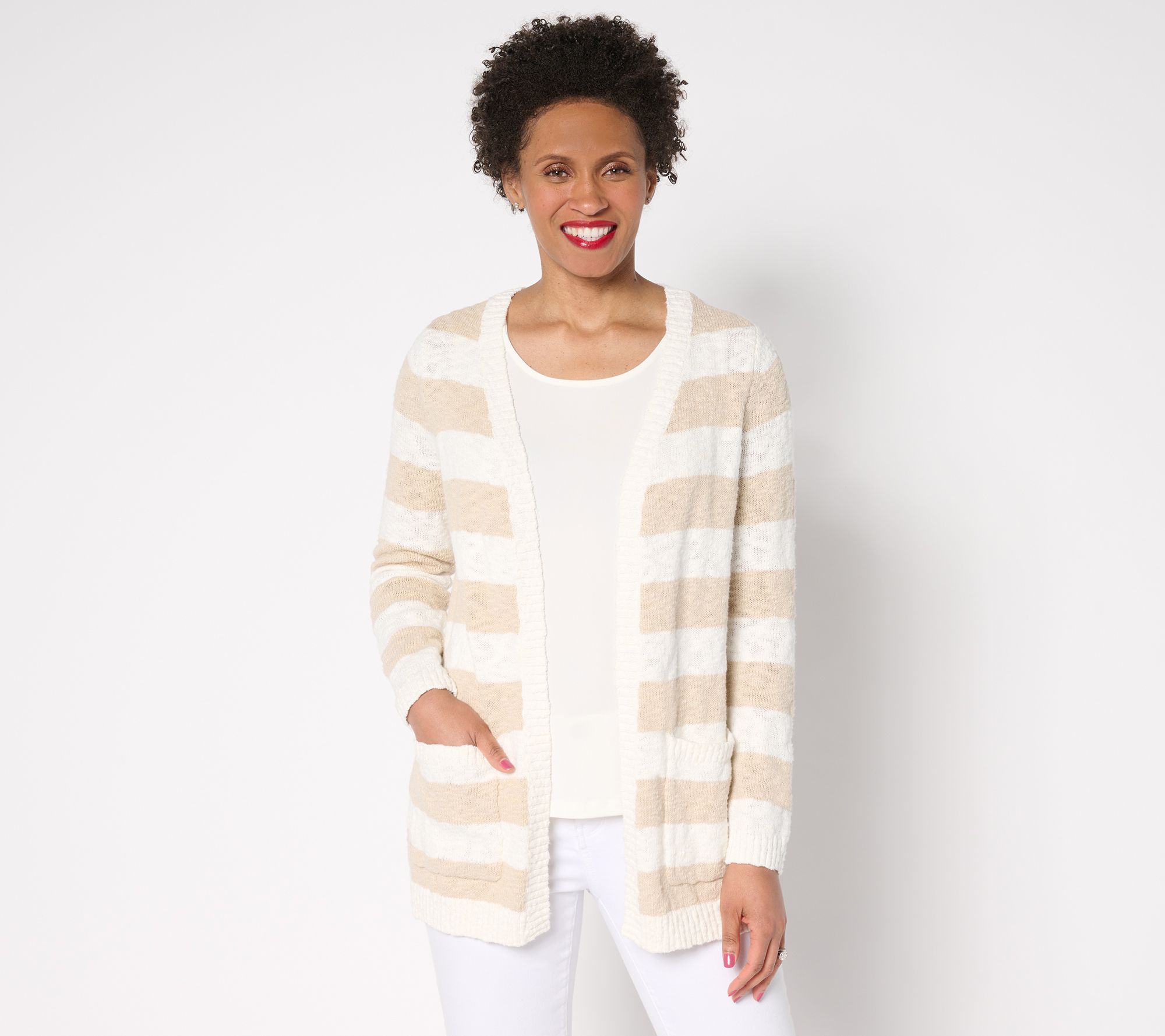 Belle by Kim Gravel Petite Cape Cod Coastal Cotton Slub Cardigan