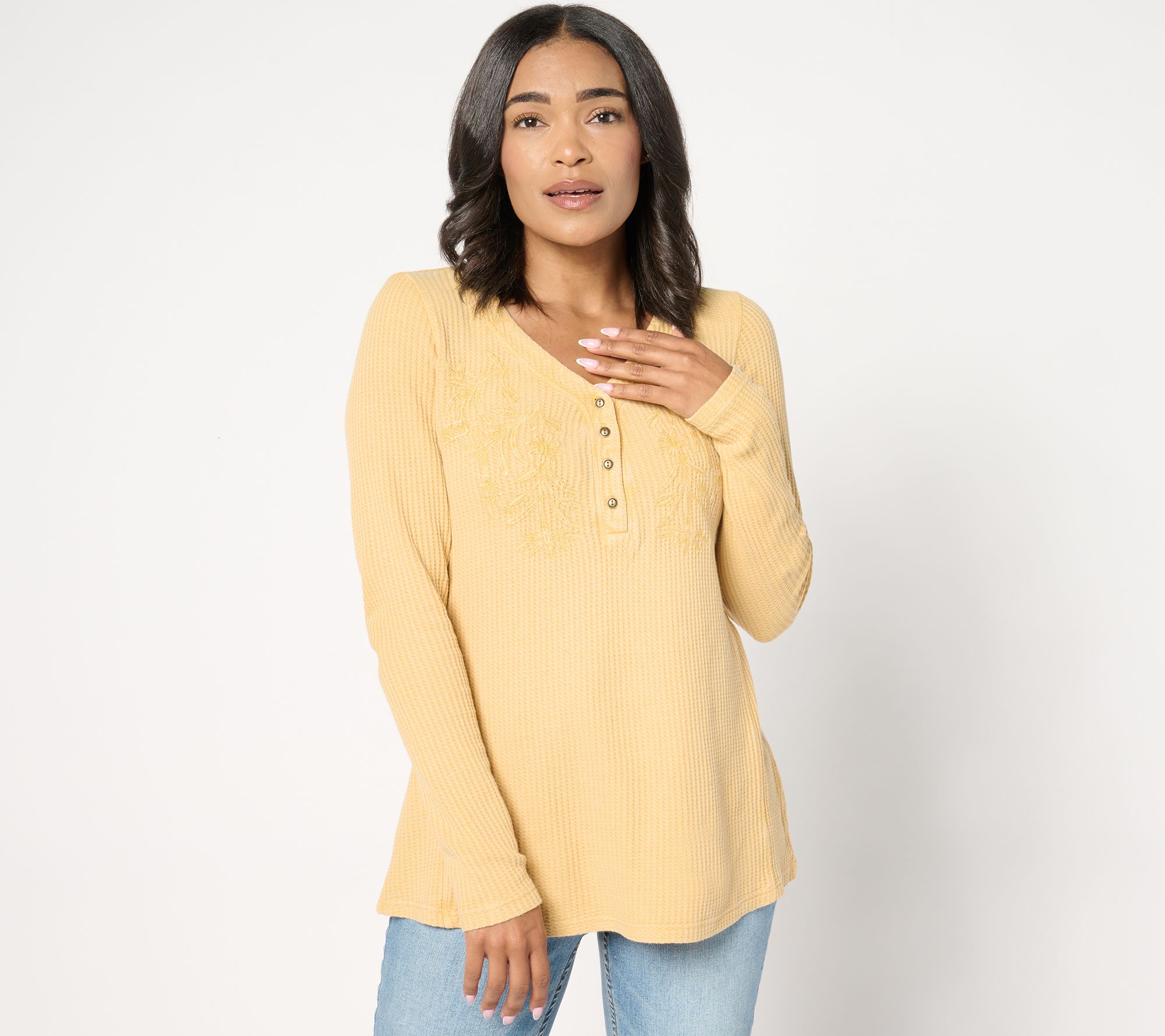 "As Is" Coldwater Creek Waffle Knit with Embroidery