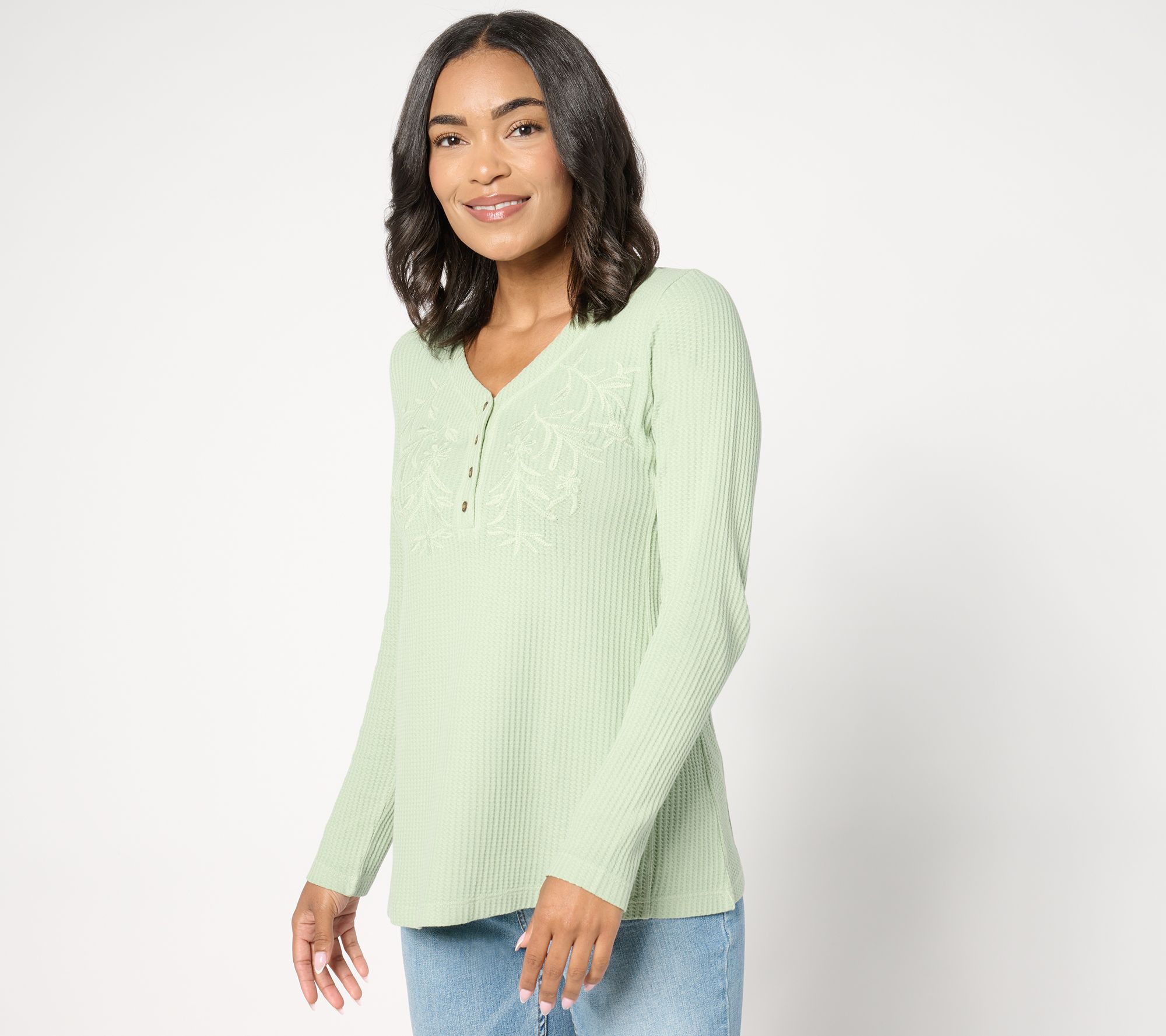 "As Is" Coldwater Creek Waffle Knit with Embroidery