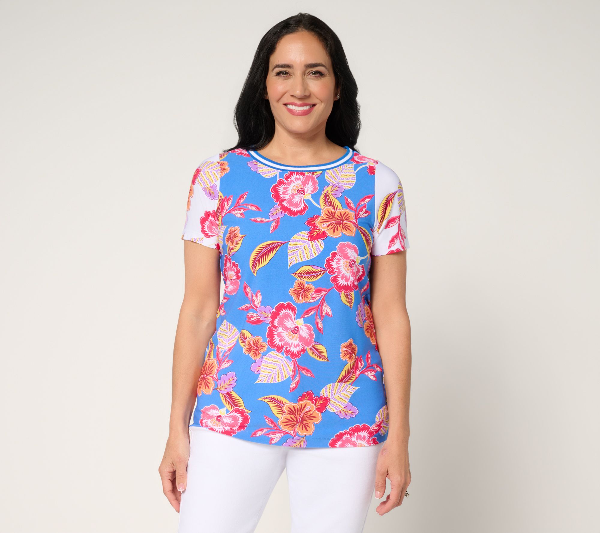 Susan Graver Printed Liquid Knit Short Sleeve Top