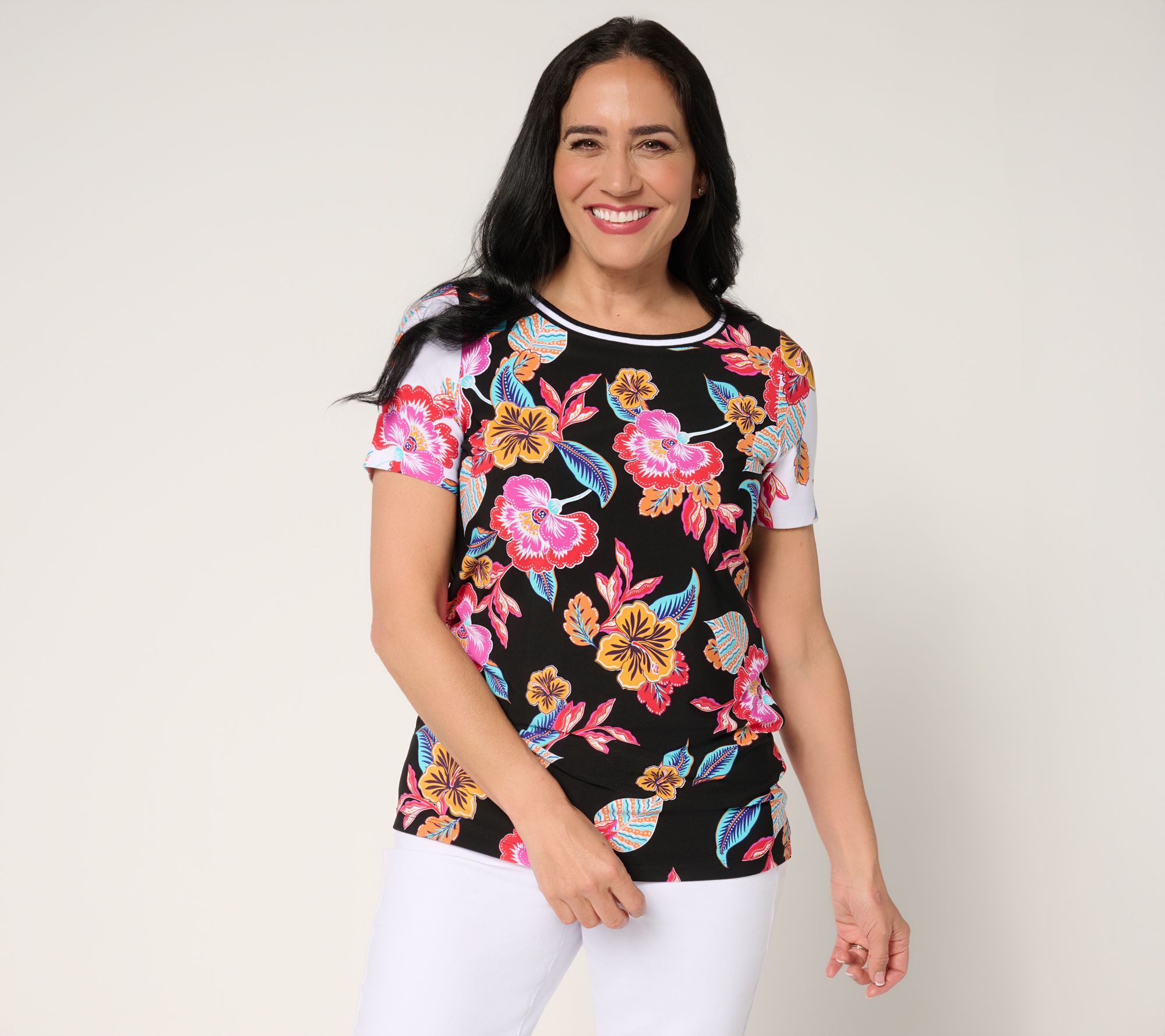 Susan Graver Courtside Social Printed Liquid Knit Top