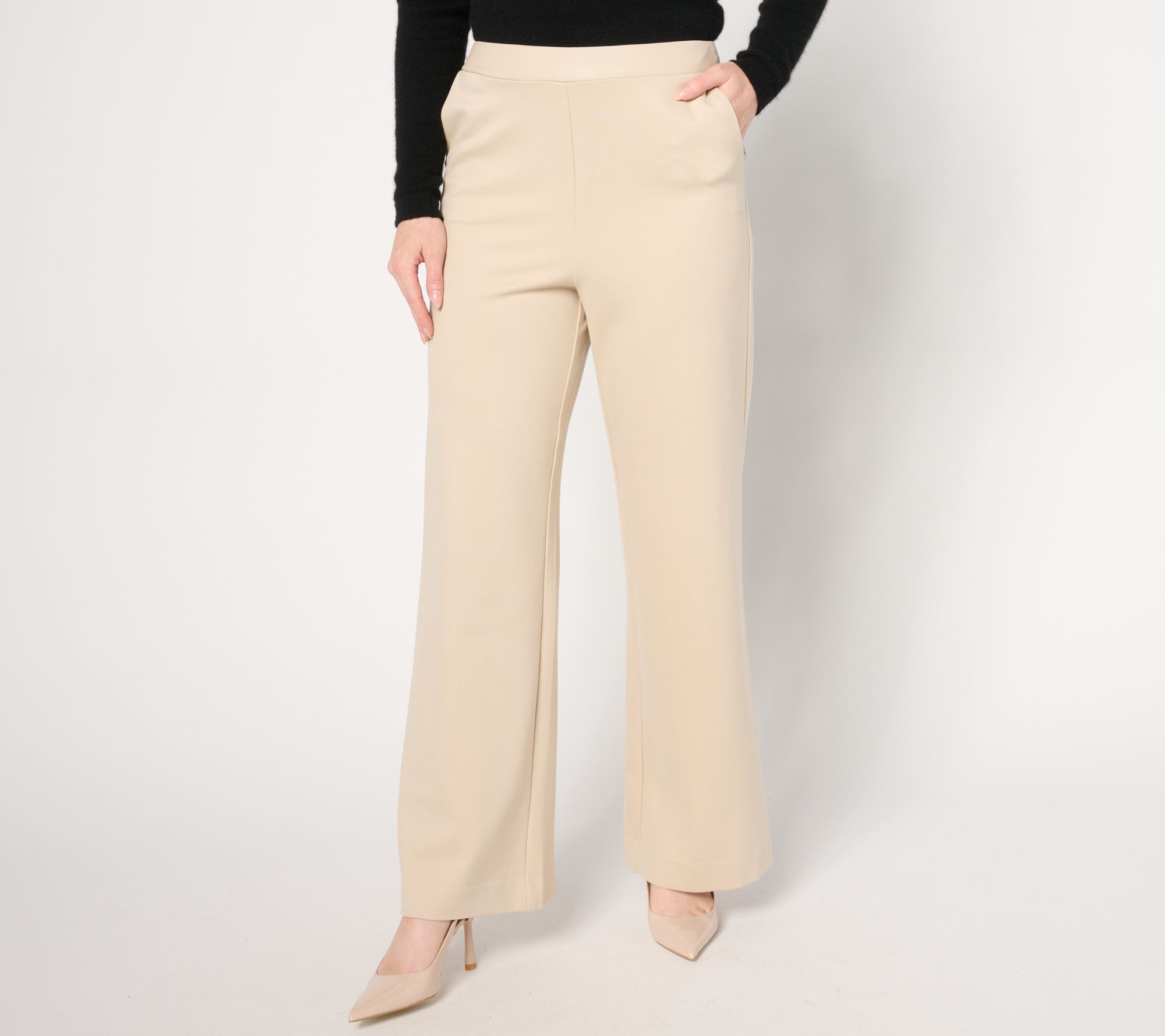 "As Is" nicole by Nicole Miller Petite Stretch Ponte Wide Leg Pant