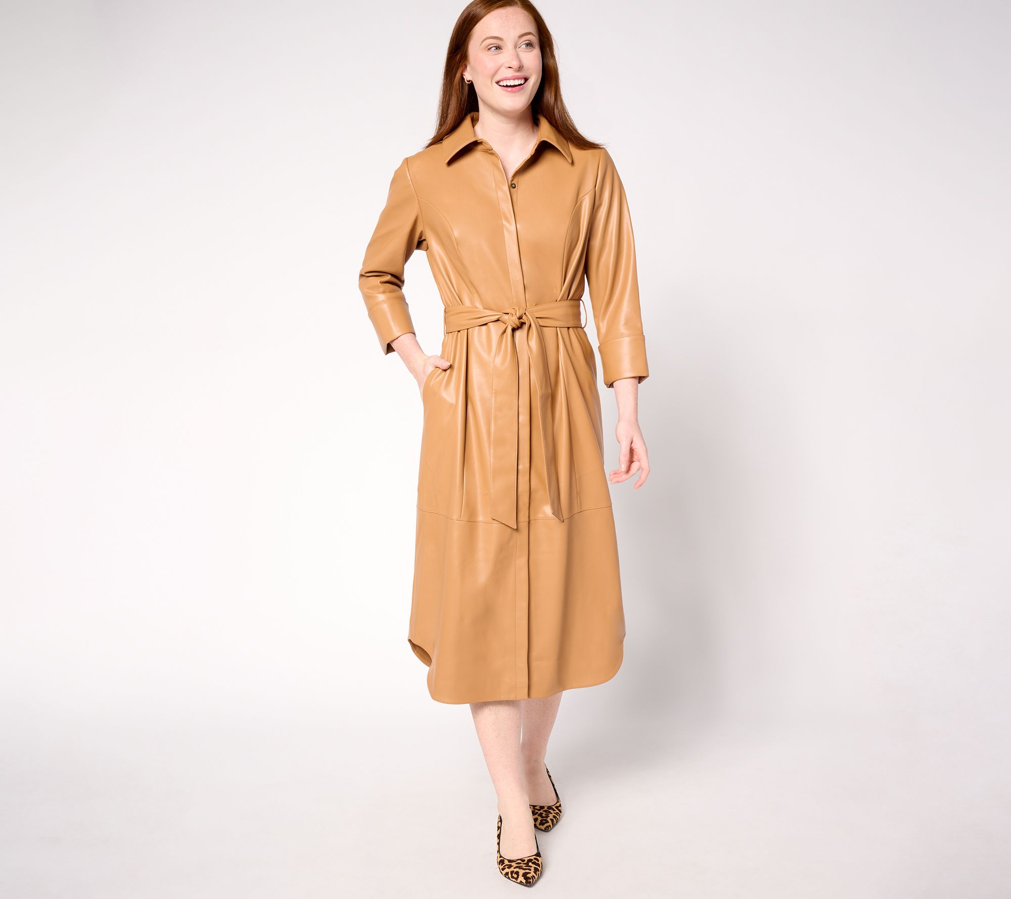 "As Is" Carla Rockmore Collection Pet Faux Leather Lady Shirtdress