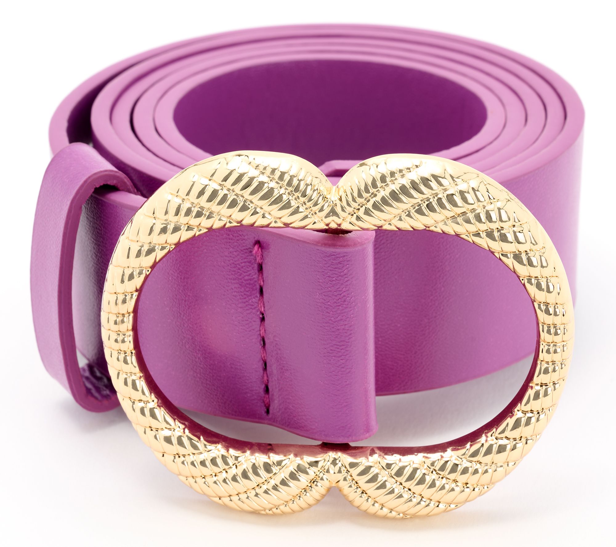 "As Is" Susan Graver Faux Leather Belt w/ Twisted Metal Cord Buckle